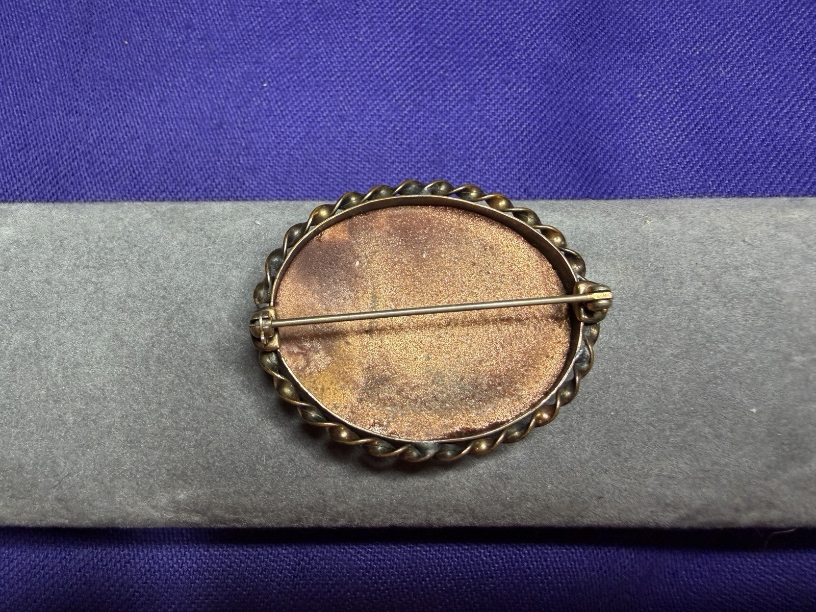Vintage Italian Pietra Dura Micro Mosaic Floral Brooch Pin Goldstone Setting