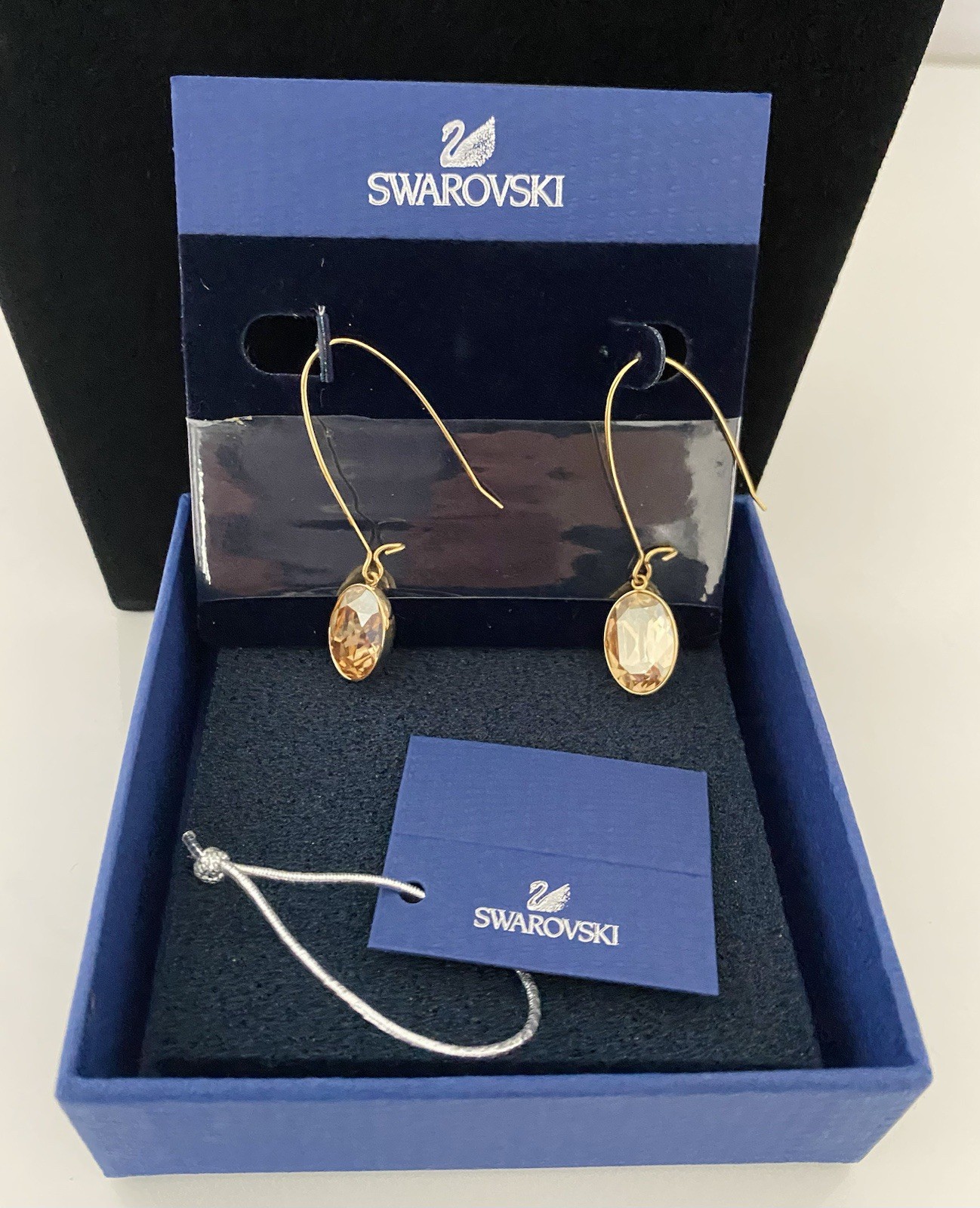 Authentic Swarovski Puzzle Golden Shadow Crystal Pierced Earrings NWT (1120290)