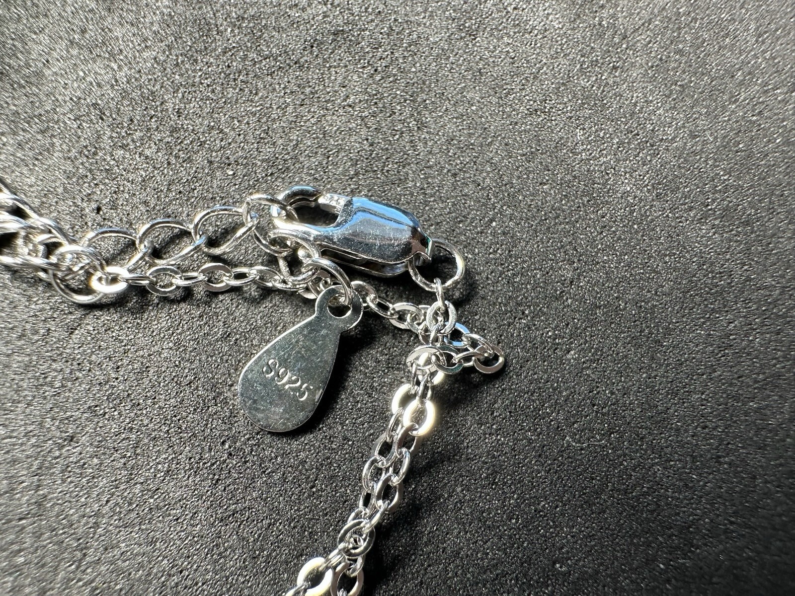 4.29g Vintage 925 Sterling Silver Paw Print Heartbeat Blue Heart Adjus M 20.5 in