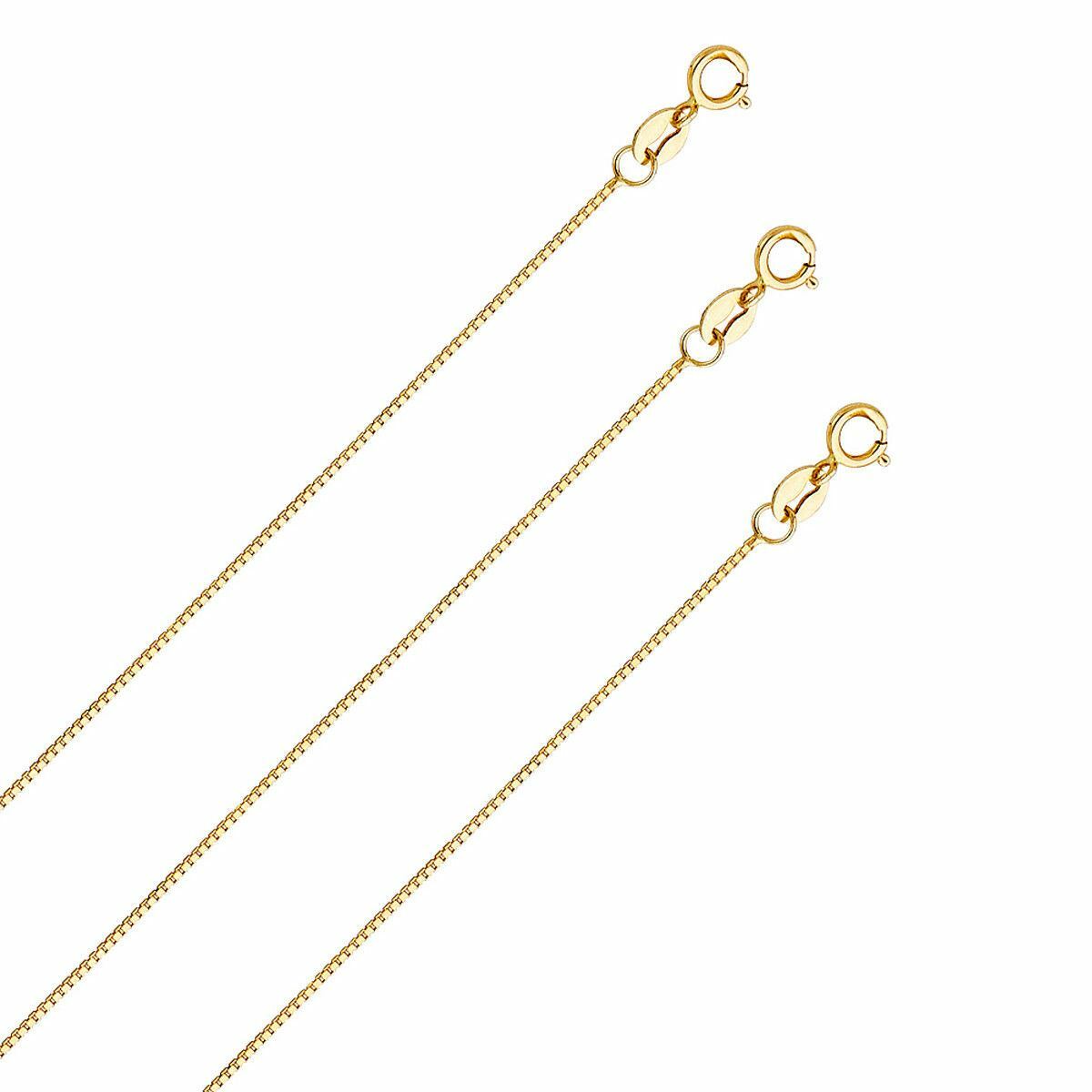 14k Yellow Gold Cornicello Italian Horn Pendant 0.8mm Box Chain Necklace