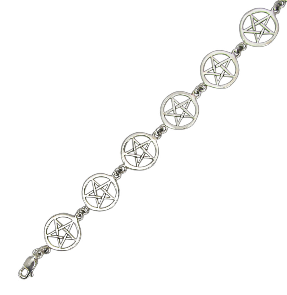 Sterling Silver Pentacle Bracelet Pentagram Link Wiccan Pagan Witchcraft Jewelry
