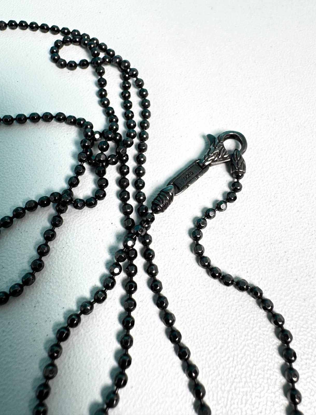 John Hardy 2mm Ball Chain Necklace Sterling Silver with Black Rhodium – 22in