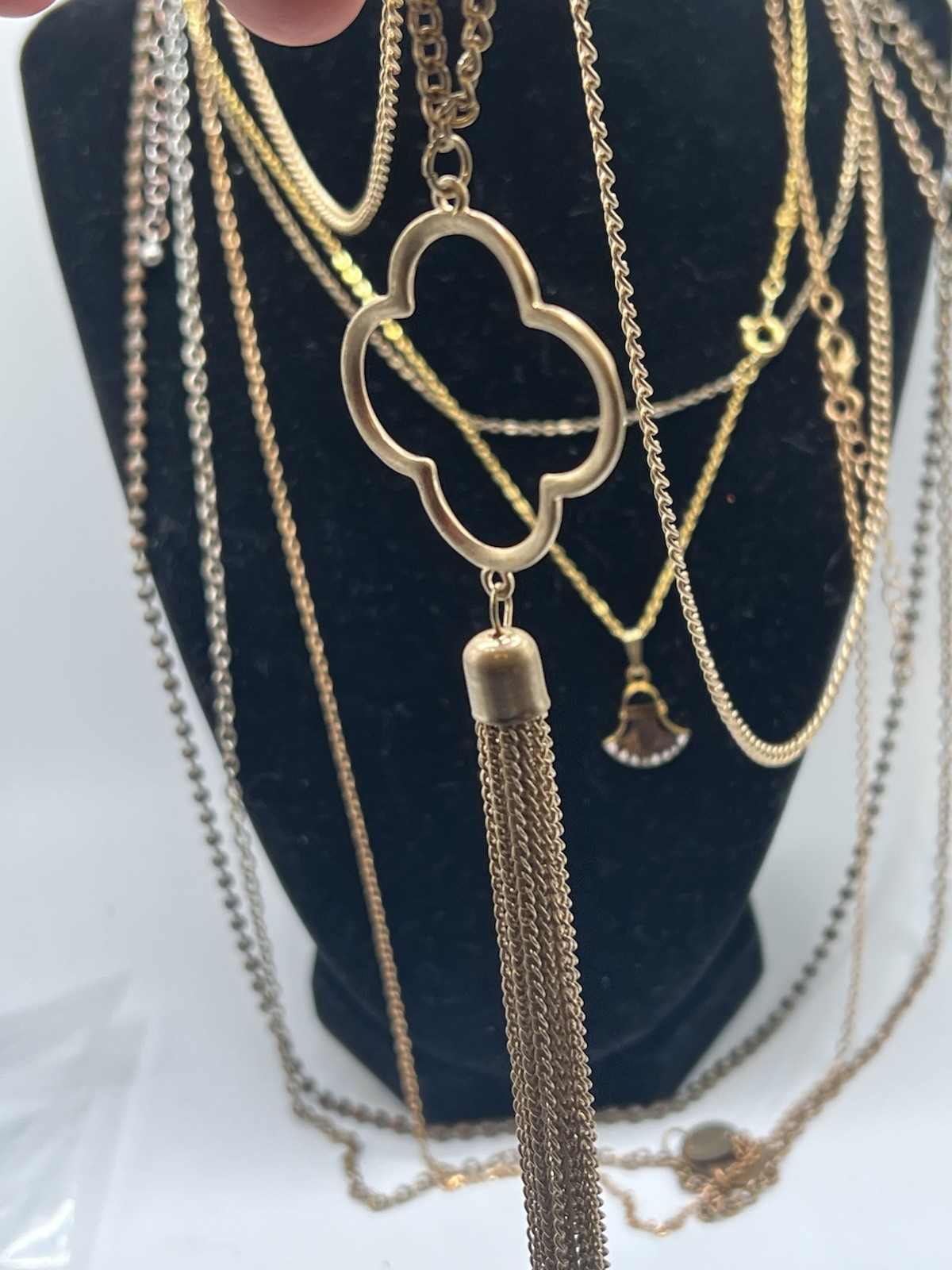 Fashion Jewelry Mixed Lot 10pc Gold Tone Necklaces Chains & Pendants Metal