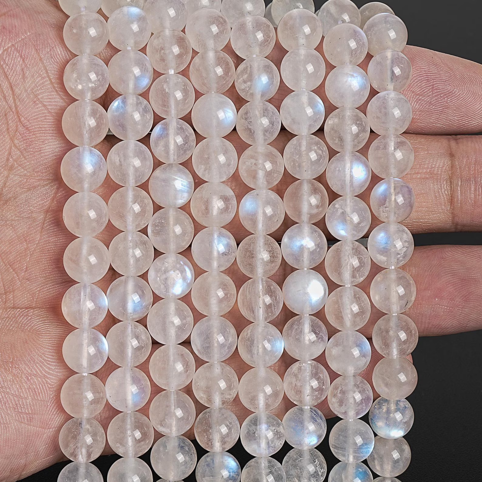 Natural AAA White Rainbow Moonstone Genuine Beads 6MM 8MM 10MM Bulk Lot Options
