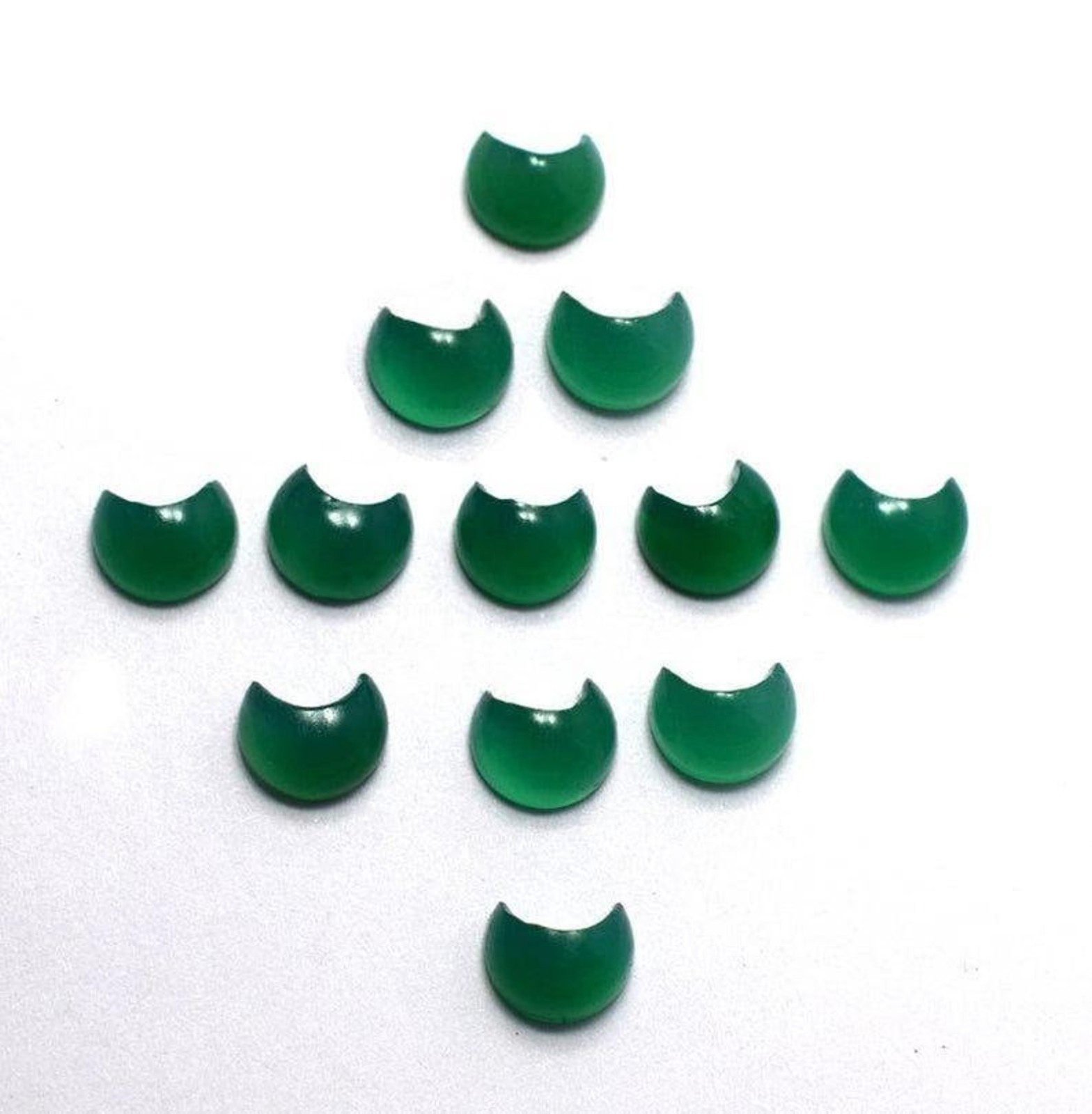 Natural Green Onyx Moonshape Cabochon 10mm to 25mm Loose Gemstone