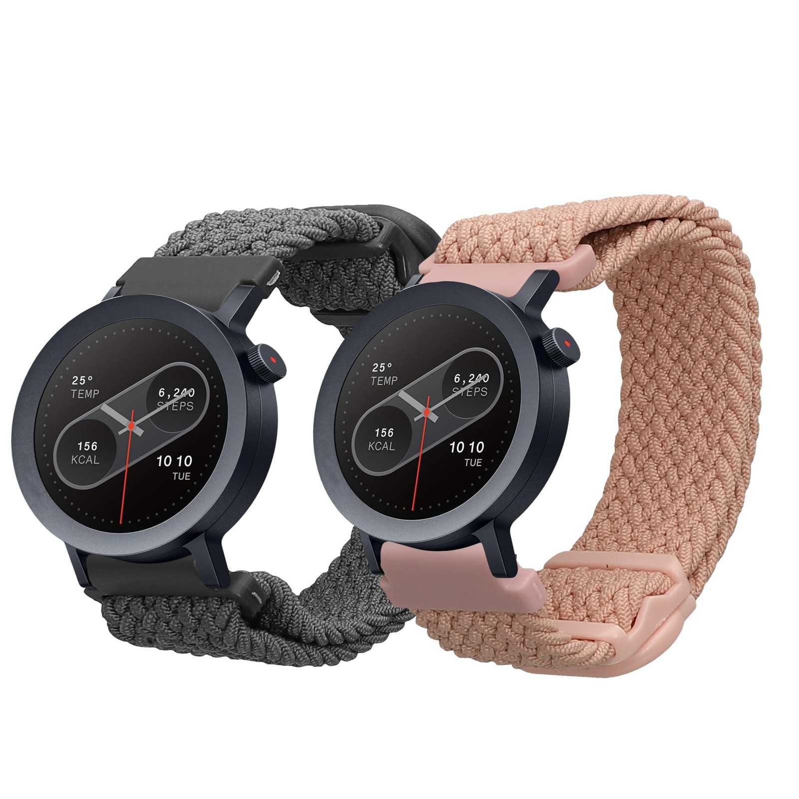 kwmobile 2x Nylon Strap for 5.9 – 7.5 inches (15 – 19 cm), grey / dusty pink