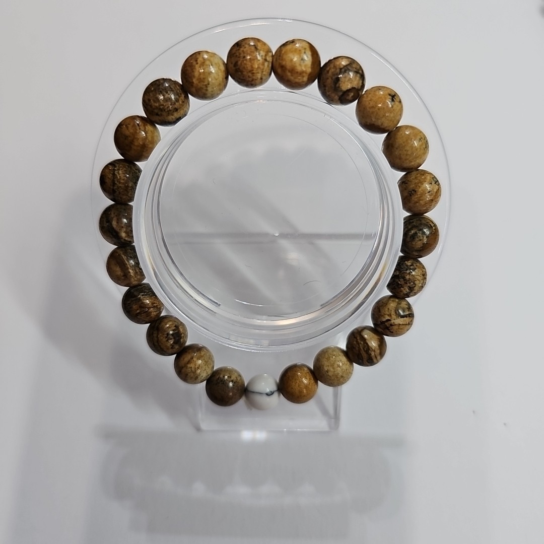 Stretch Bracelet ~ Picture Jasper ~ White Howlite 8mm and 6mm Beads Mix & Match