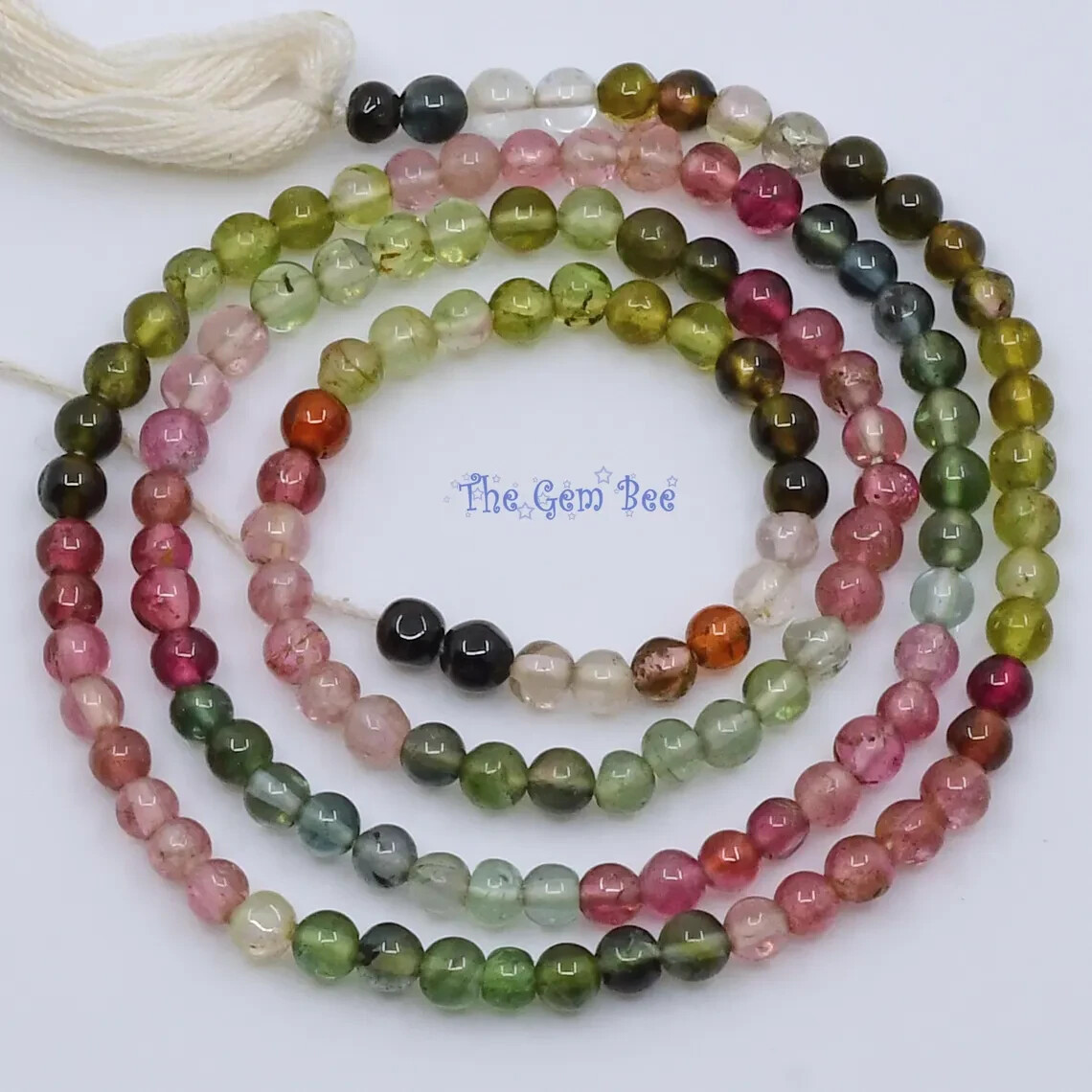 Old Stock 3mm Pink Green Blue Tourmaline Smooth Round Sphere Bead 14.5″ strand