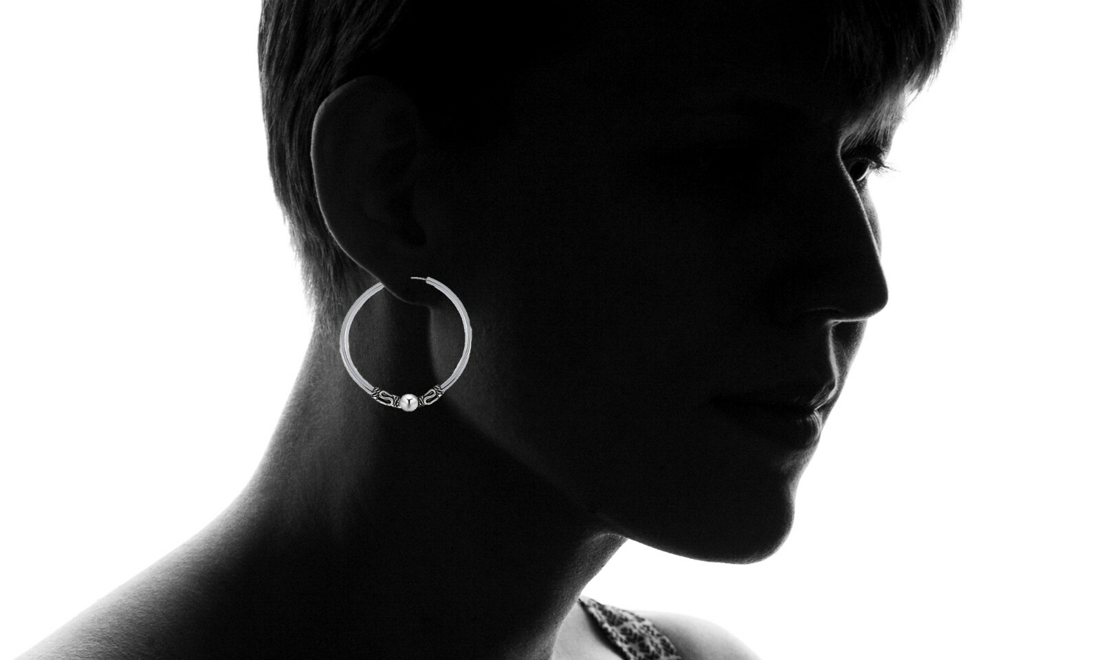 925 Sterling Silver Oxidized Tribal Bali Endless Hoop Earrings for Women & Girls