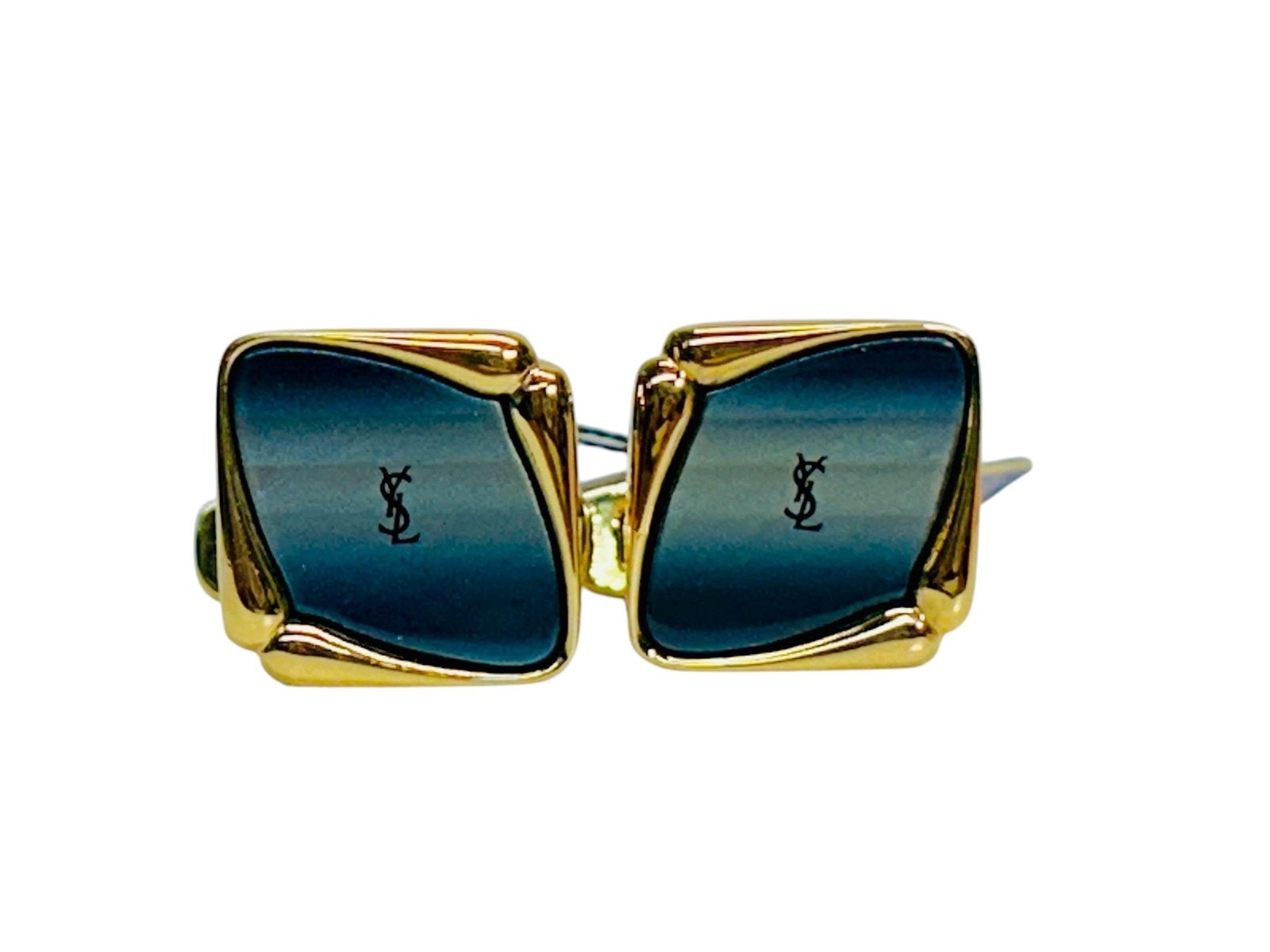 Vintage YSL Gradient Blue Cufflinks Yves Saint Laurent Cassandre Logo