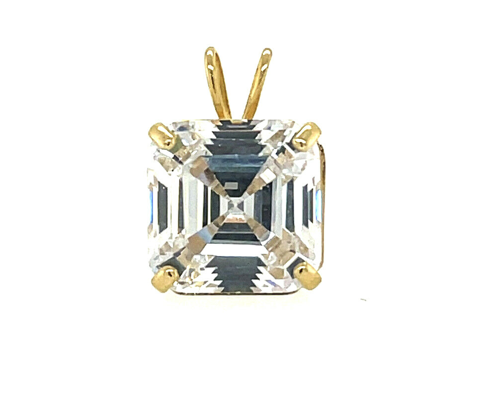 14k Yellow/ White/ Gold Asscher Cut CZ Pendant