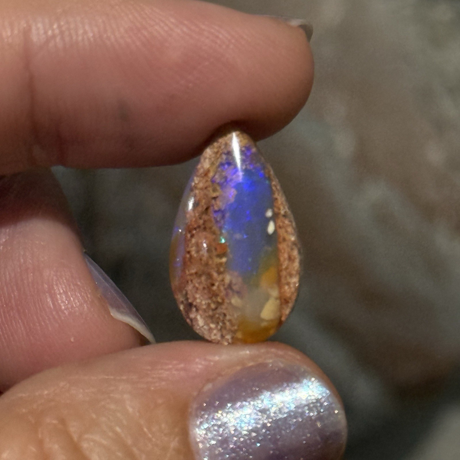 5.85ct 19.2x11x4.7mm Purple Crystal Pipe Australian Boulder Opal Cabochon Gem