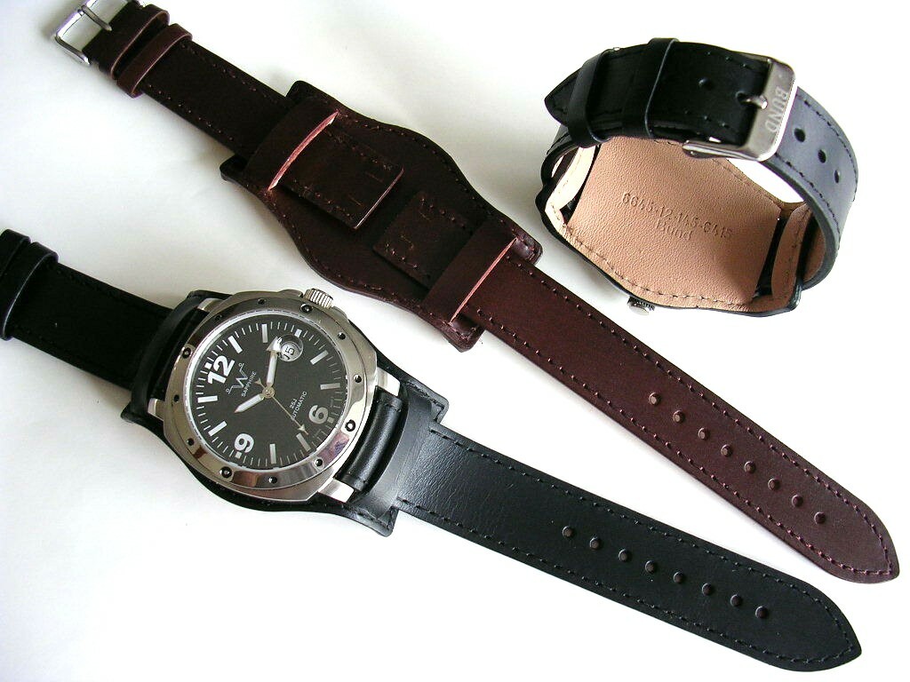 Bund Open End Leather watchband Military strap IW SUISSE 10 12 14 16 18 19 20 22