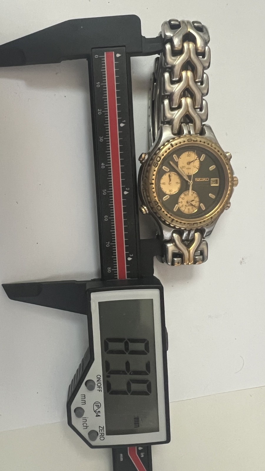Vintage Seiko 7T32 Alarm Chronograph Men’s Two-Tone Watch | Black Dial