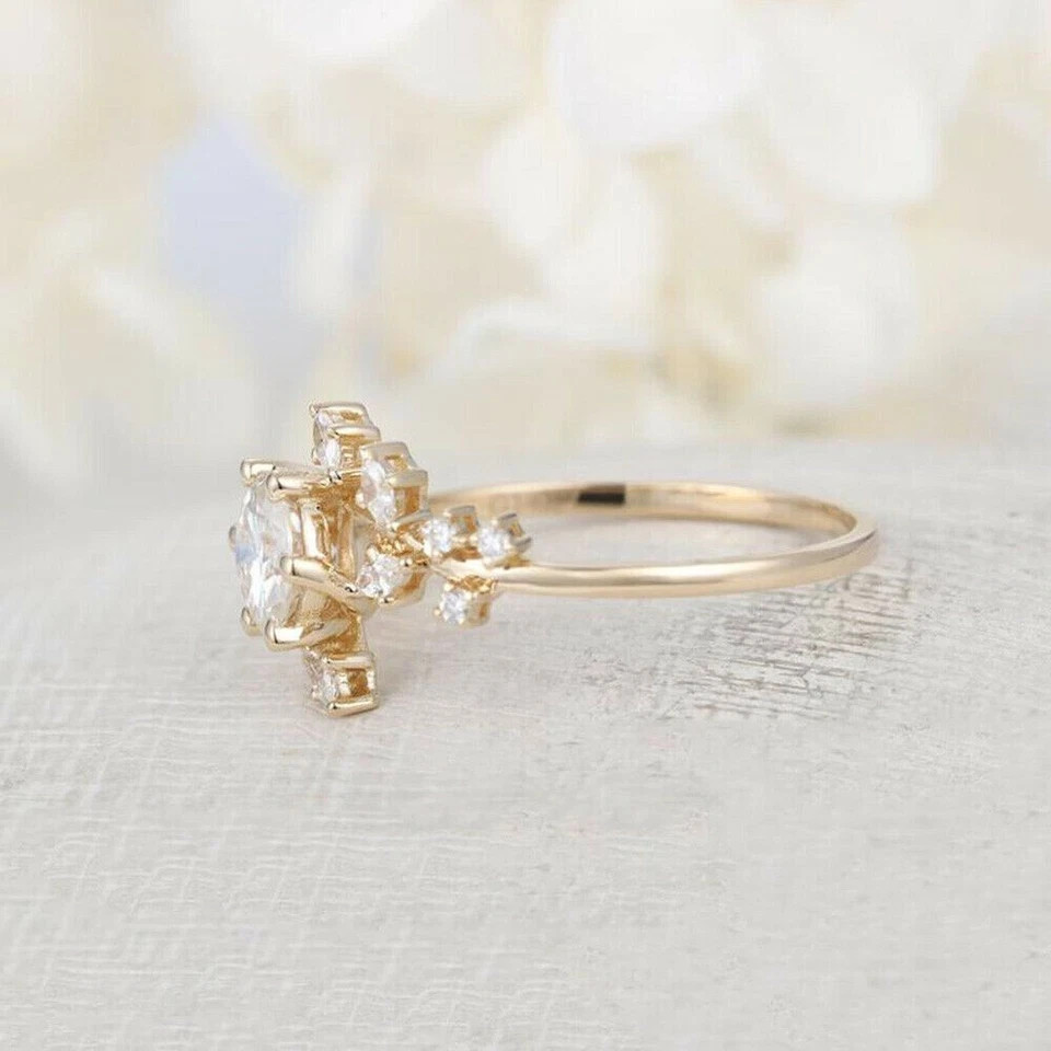 2Ct Round Cut Lab Created Diamond Women’s Engagement Ring 14K Yellow Gold Plated