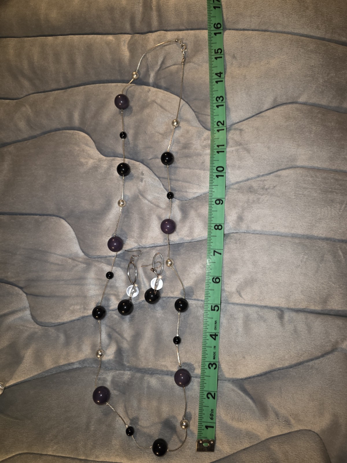 Beaded Station Wire Necklace Multicolor Bohemian Lobster Clasp