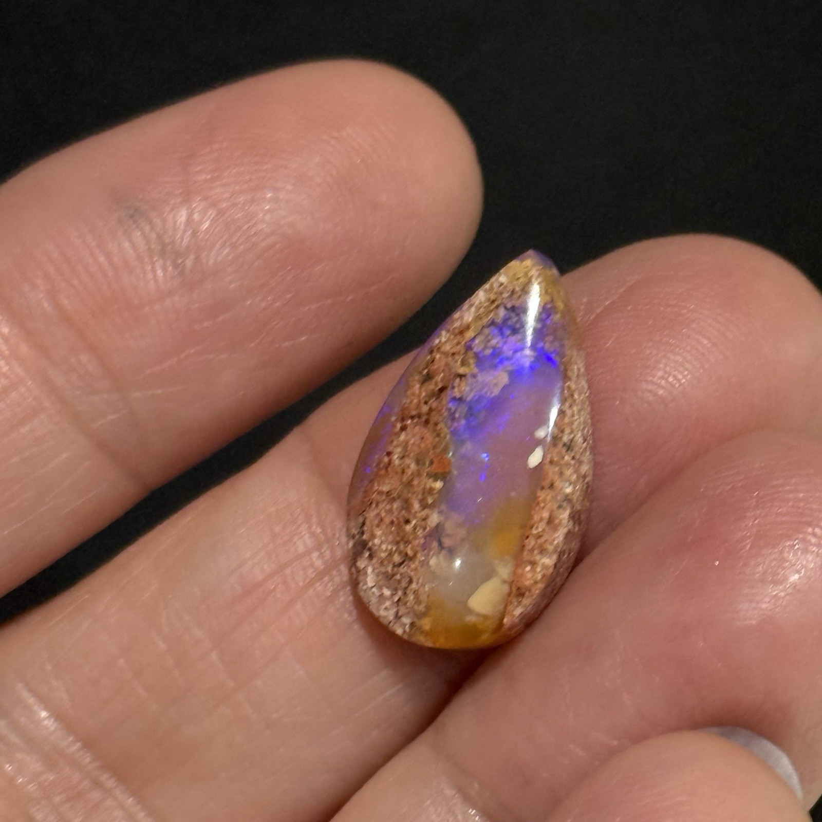 5.85ct 19.2x11x4.7mm Purple Crystal Pipe Australian Boulder Opal Cabochon Gem