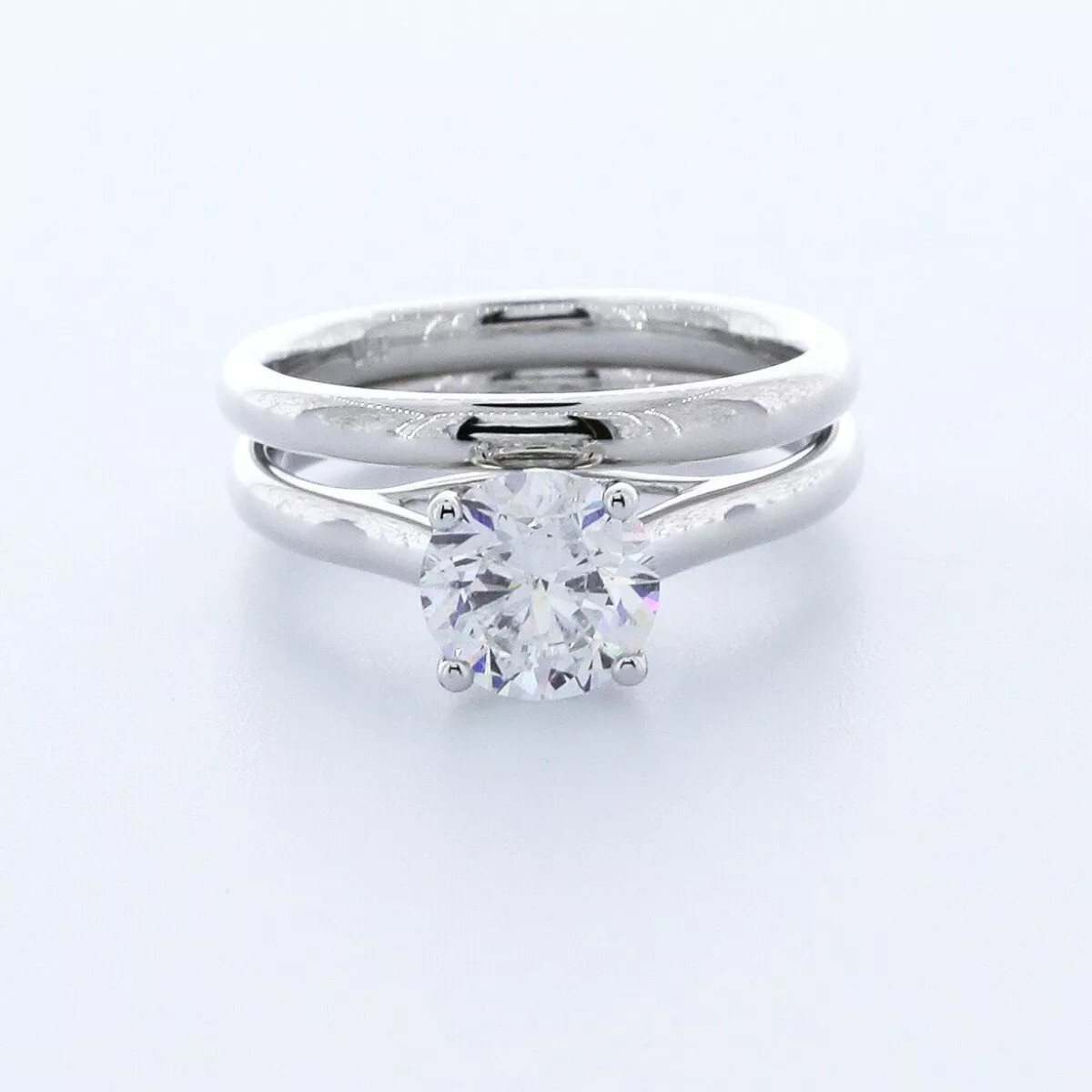 14K Gold Solitaire Engagement Ring Set 1.55 Carat Round Lab-Grown Diamond G VS1