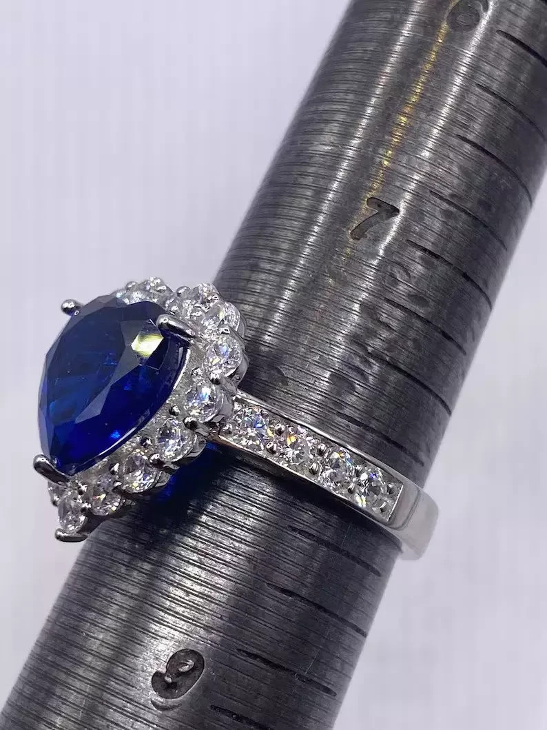 4.00 Ct Heart Cut Natural Sapphire Diamond Wedding Ring 14K Solid White Gold 5