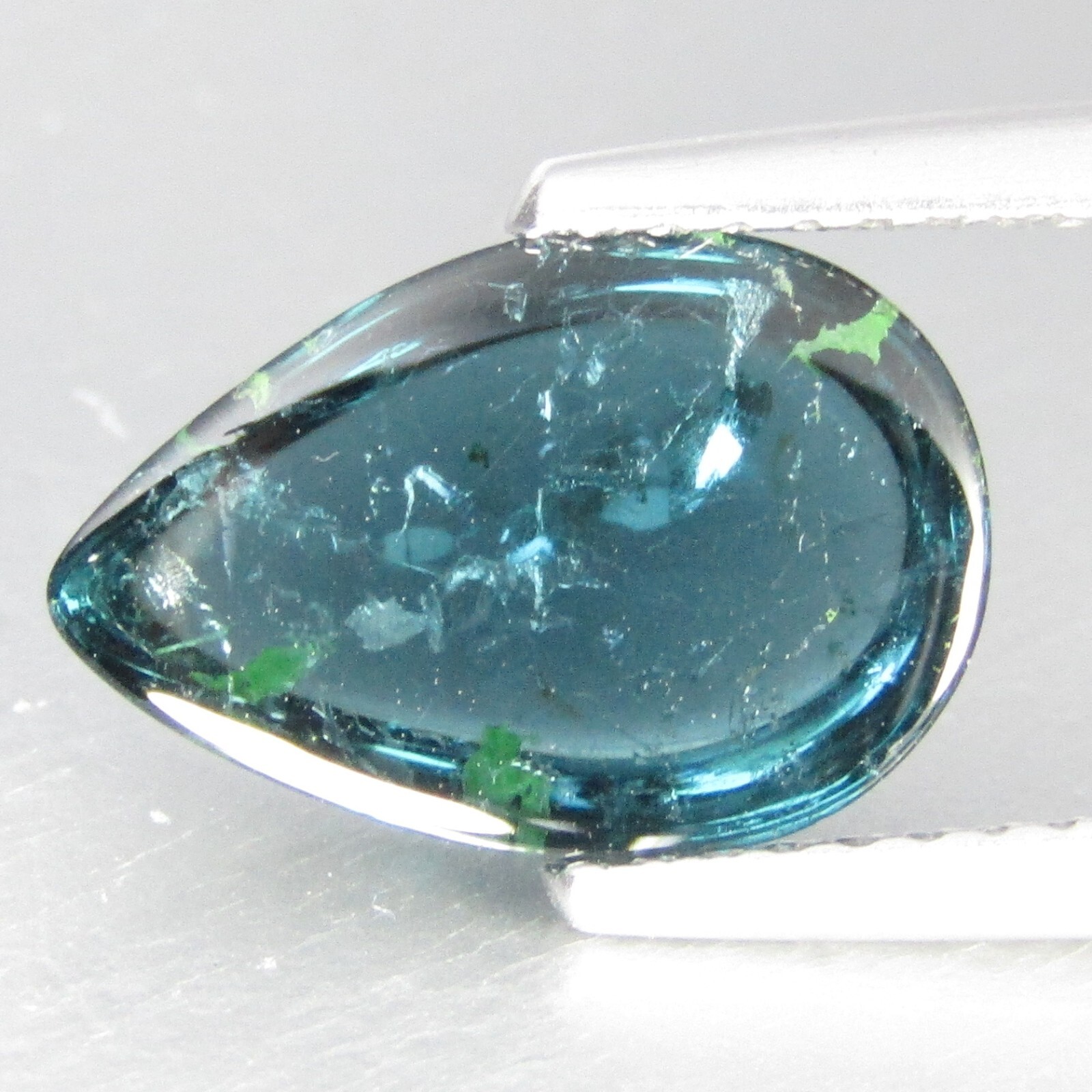 2.50Cts Shimmering Natural Blue Tourmaline Pear Cabochon Mozambique Gemstone
