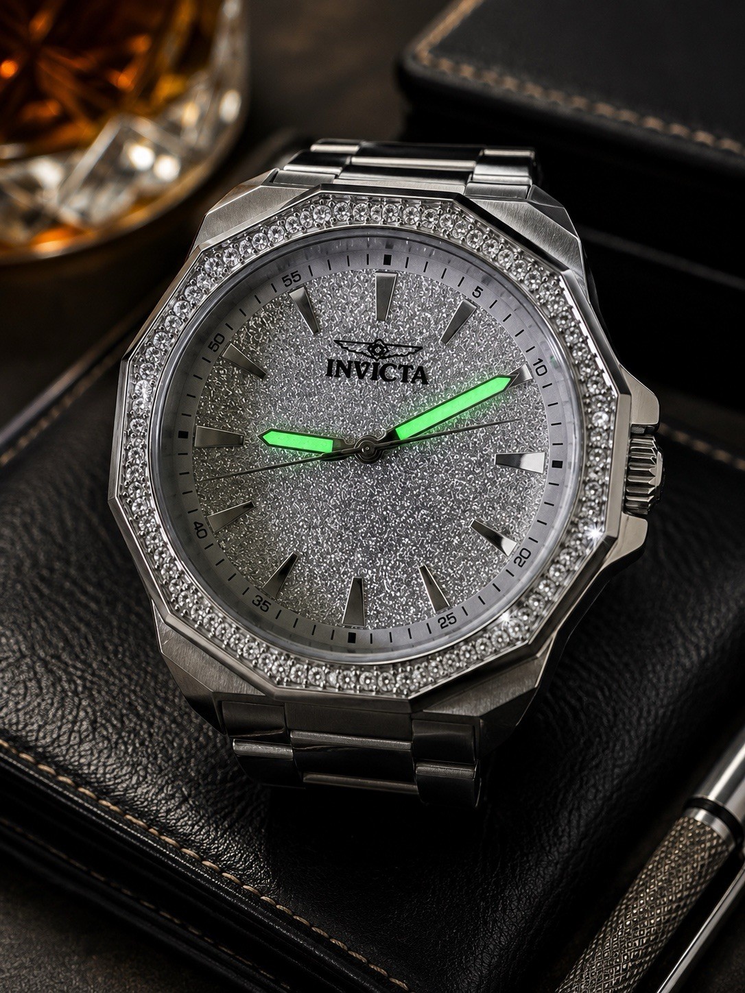Invicta Speedway Men’s Watch – 42mm, Steel With Crystal Basil ￼(49125)