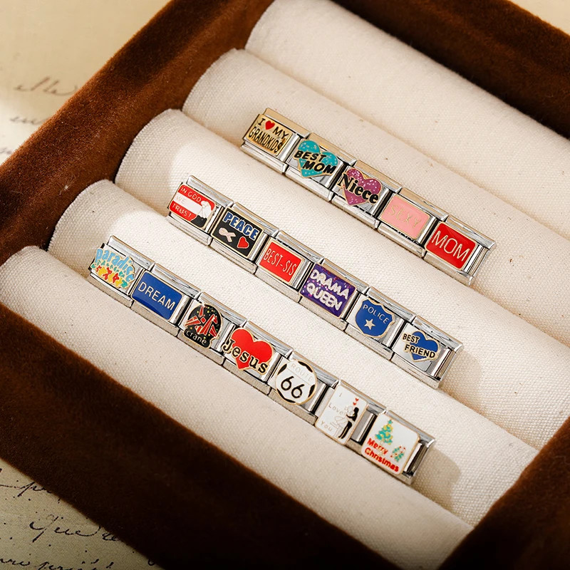Charming Stainless Steel Bracelet Links for Aunt, Mom, Dad & Niece Jewelry DIY