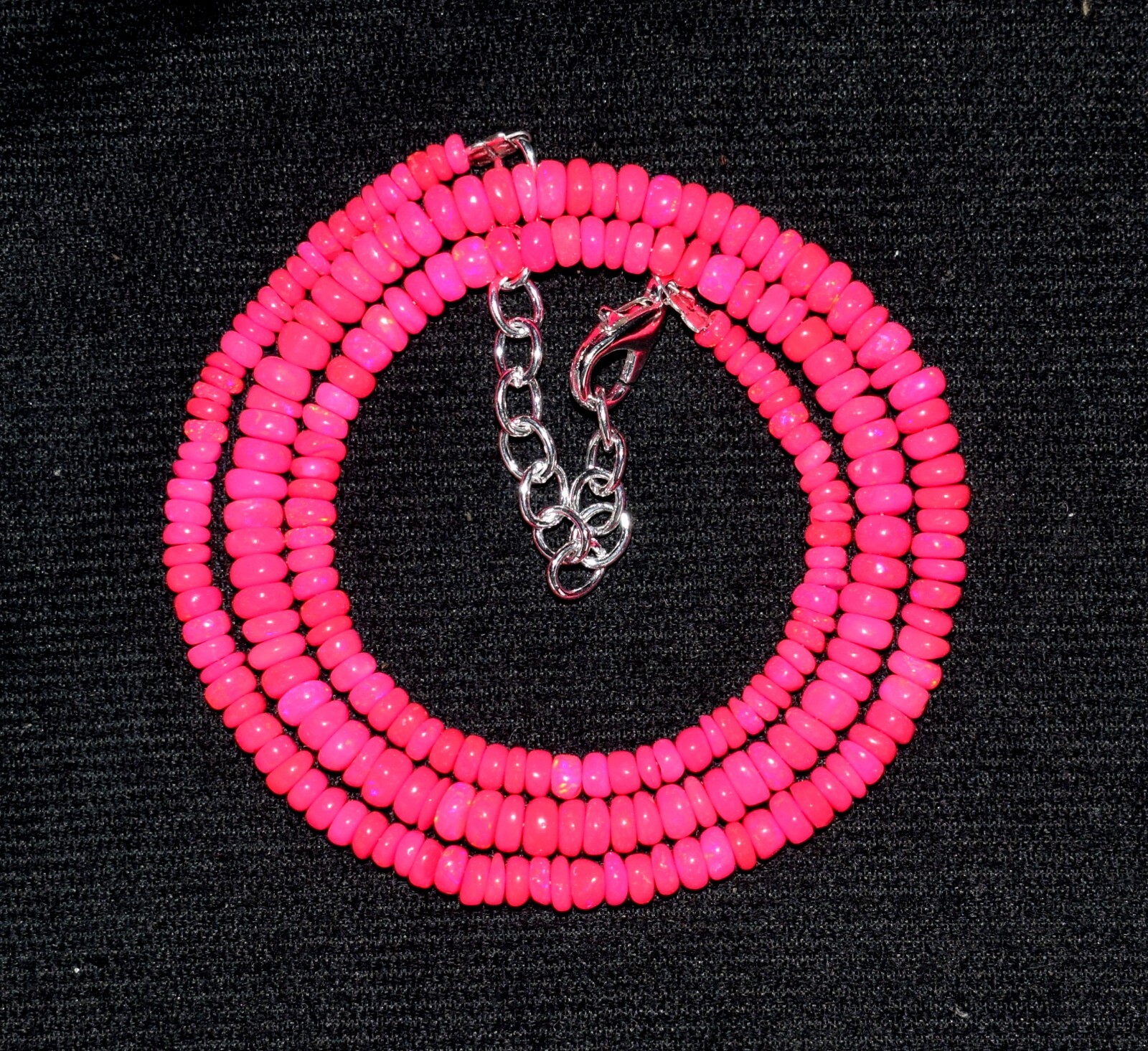 16″Natural Ethiopian Pink Opal Wello Fire Opal Gemstone Bead Necklace 3-4mm