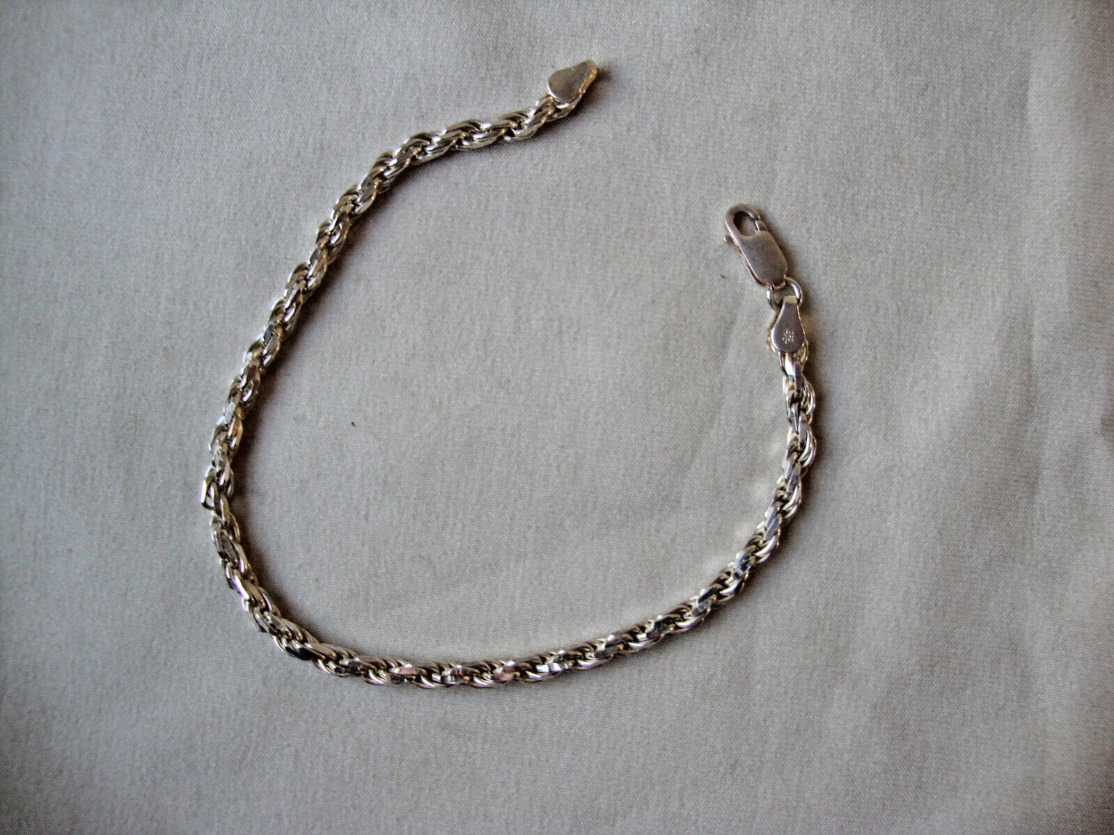 VTG STERLING SILVER STAMPED ” 925 ITALY ” 3MM WIDE WHEAT CHAIN 7.75″ BRACELET
