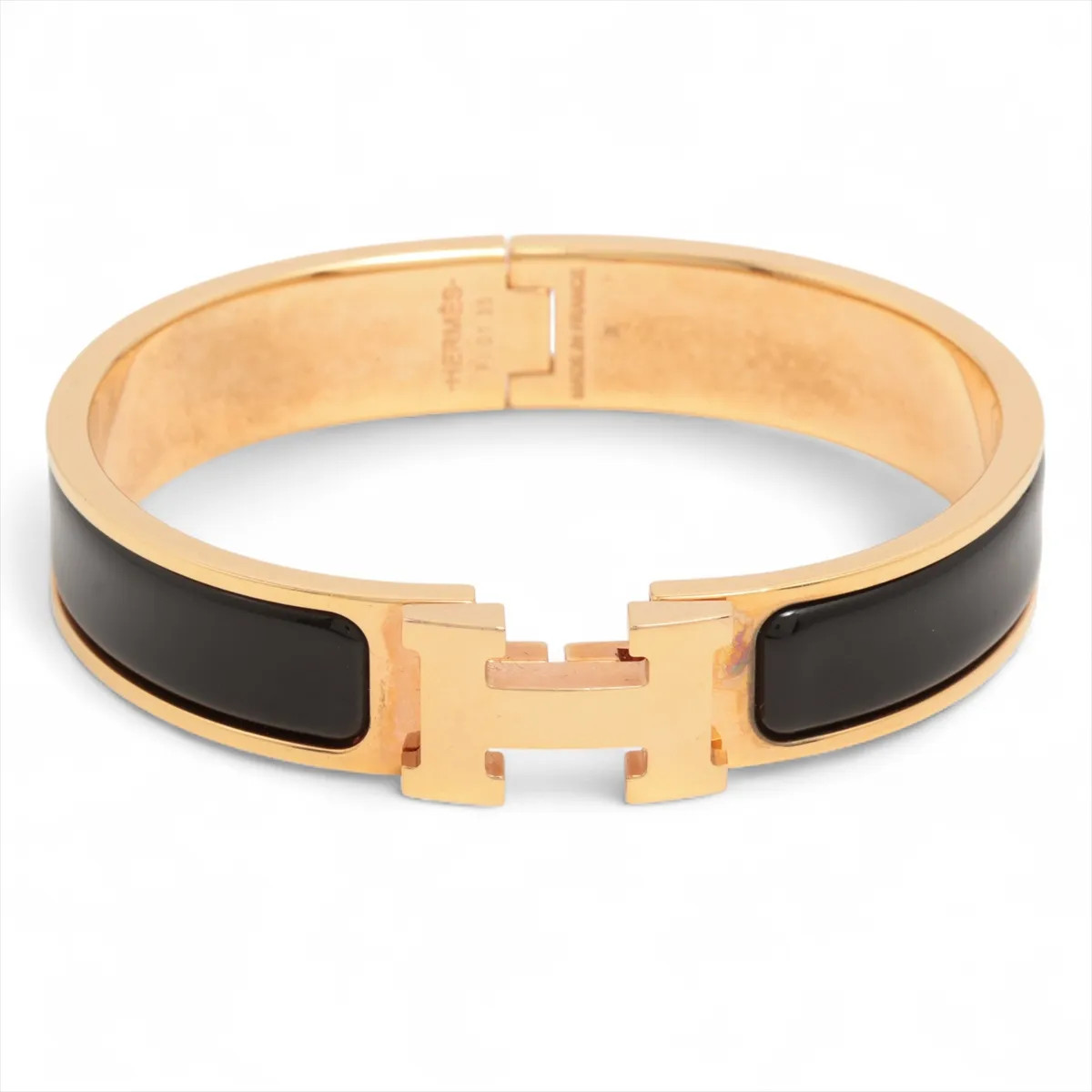 Hermès H Bangle Clic Clac PM Bracelet GP×Enamel Black×Gold