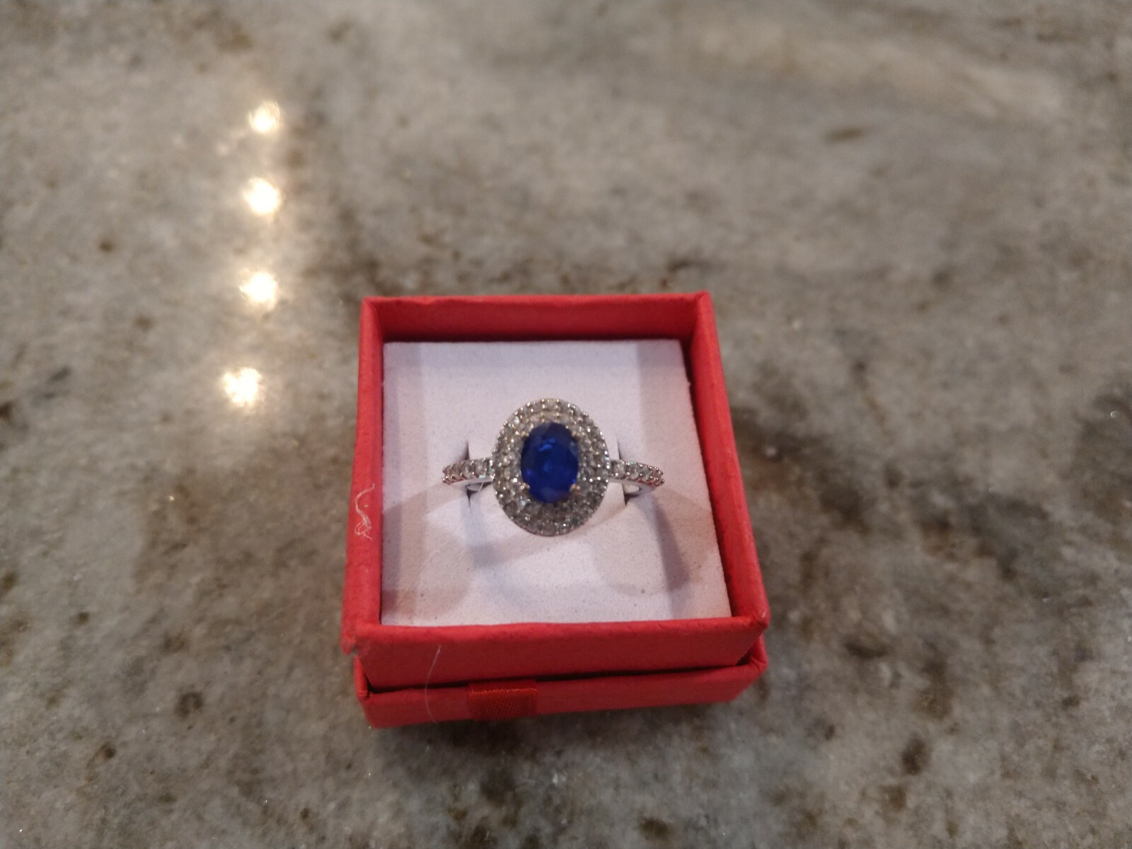 Regal/Elegant 1.60 TCW Diffused BlueSpinel, ZirconDoubleHaloRing/Plat/SS,sz 7,