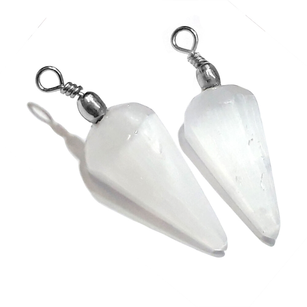 Selenite Crystal Pendant Pendulum Chakra Love Stone Sterling Silver Necklace