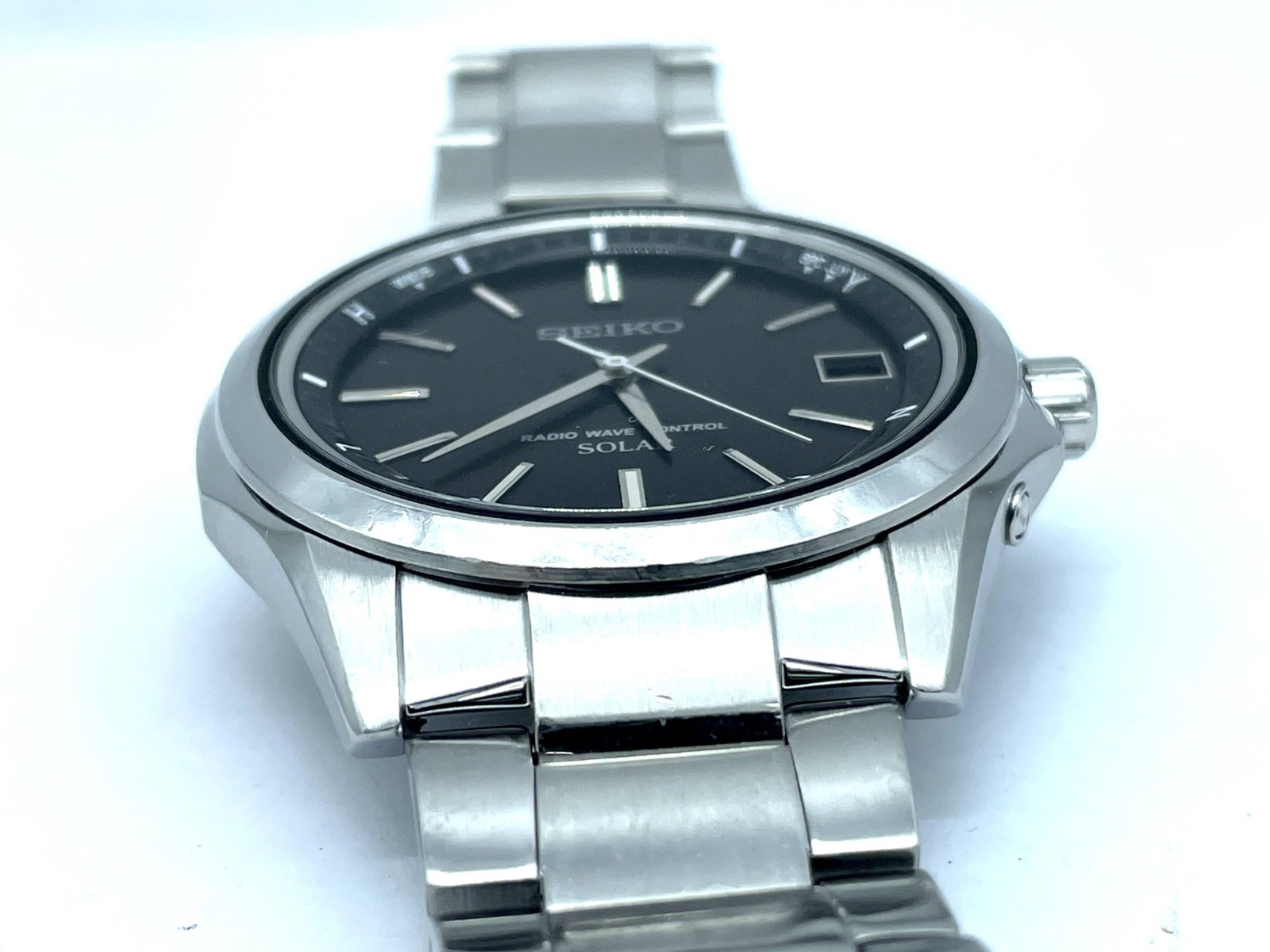 SEIKO Radio Wave Control Solar Men’s Watch Band size 6.7in Black Dial 7B24-0BN0