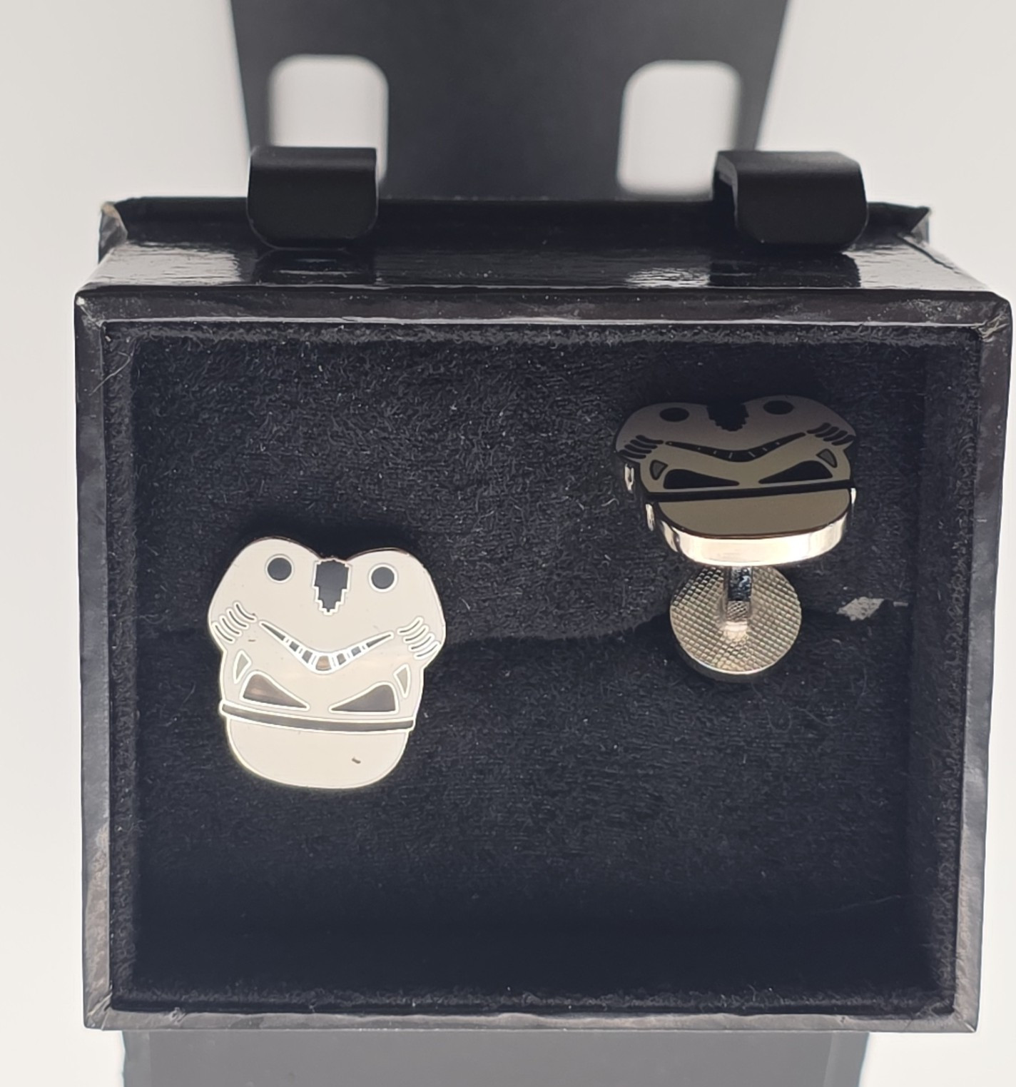 Star Wars Stormtrooper Helmet Bullet Back Cufflinks Silver/Black Signed