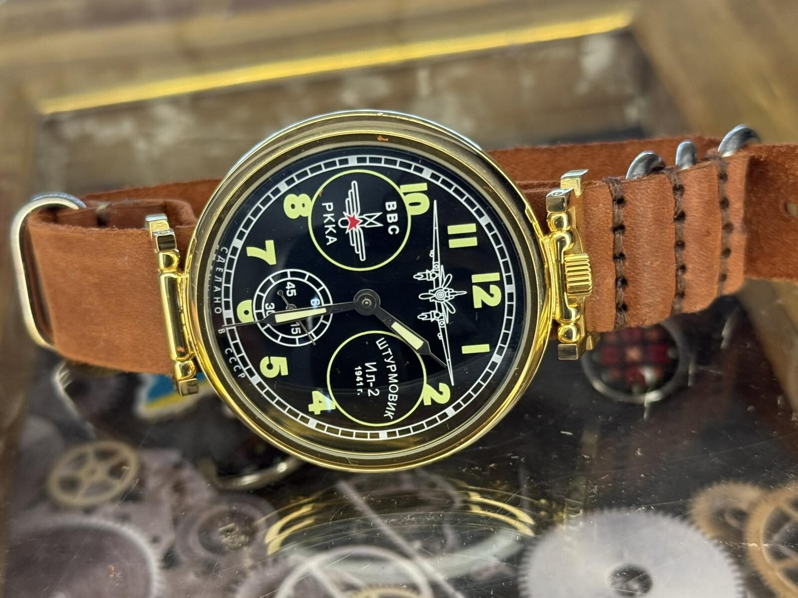 Molniya Watch Mechanical Russian USSR Molnija Men Soviet Aviation Vintage Strap
