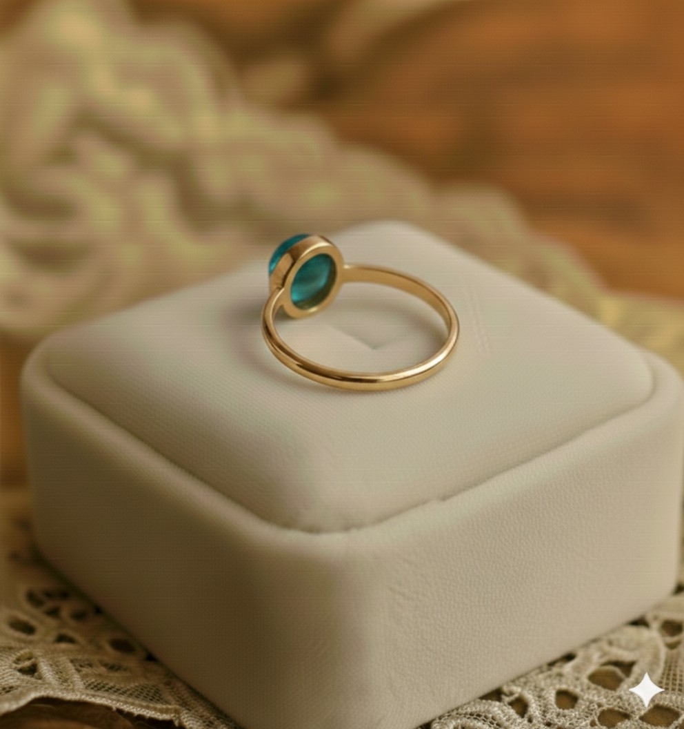 2.81 Ct Oval Cut Natural Teal Sapphire Wedding Bezel Ring 14K Solid Yellow Gold