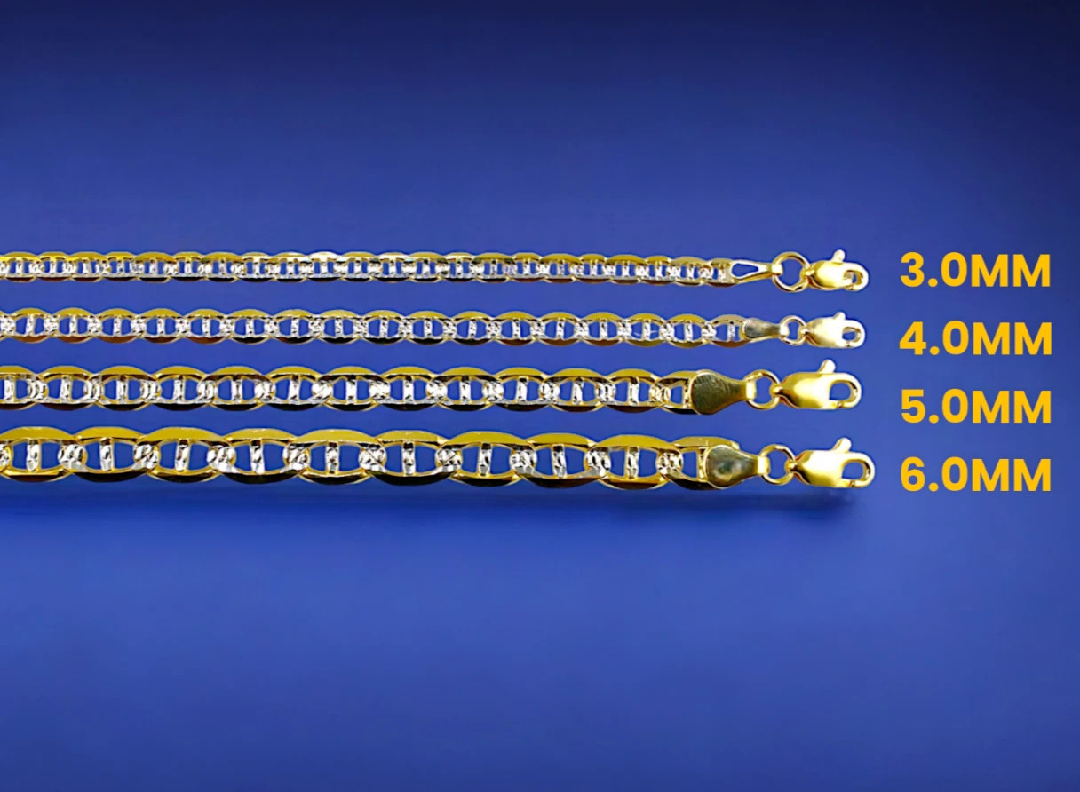 10K Yellow Gold SOLID Pave Anchor Mariner Necklace Bracelet Chain 3mm-6mm 7″-30″