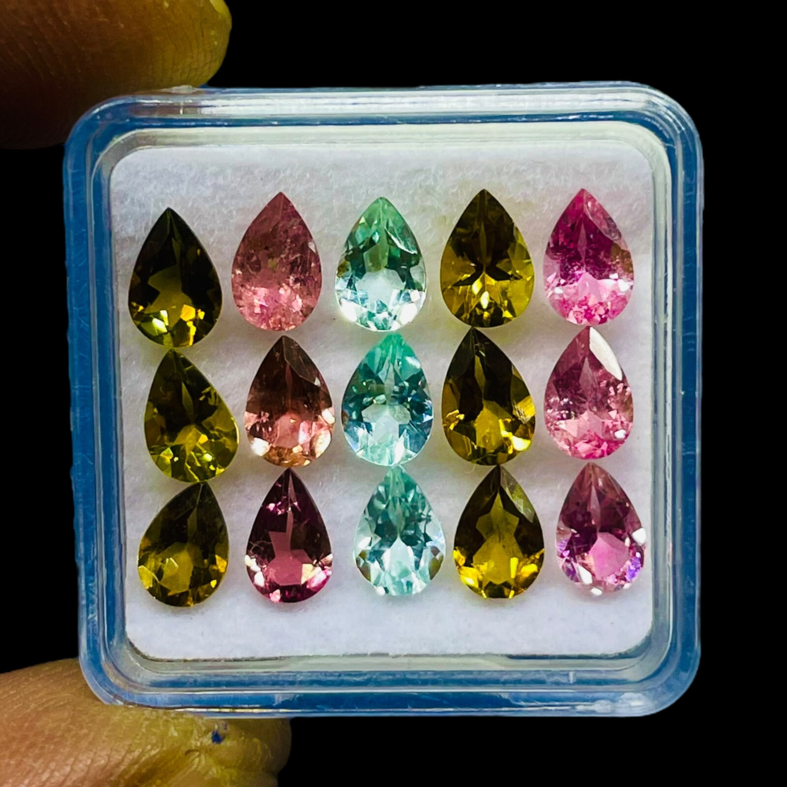 VVS 15 Pcs Natural Multi Tourmaline 6x4mm Pear Cut Top Quality Loose Gemstones