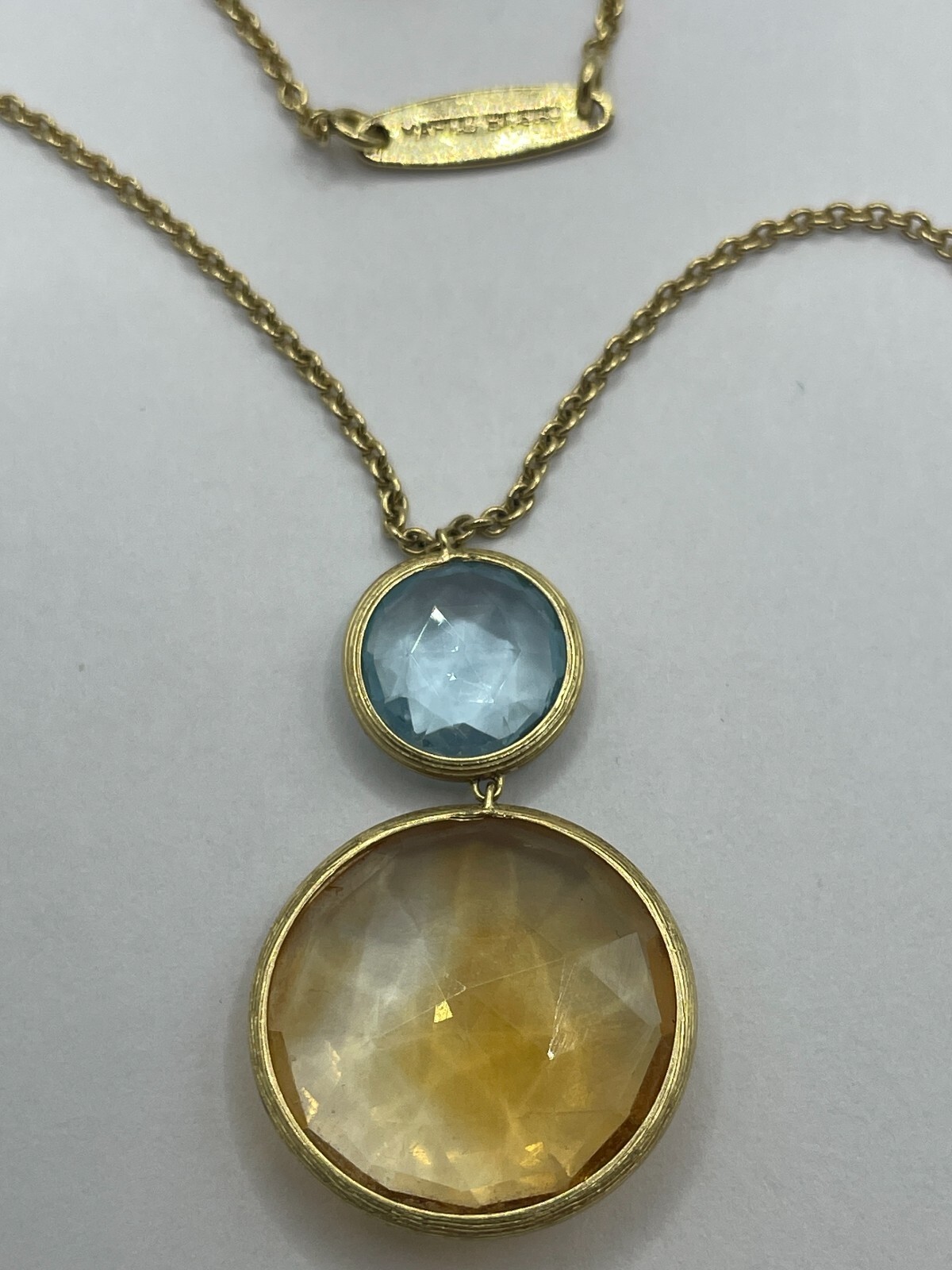 Marco Bicego, 18k Yellow Gold Necklace, Aquamarine + Citrine, 20.5 in, Italy