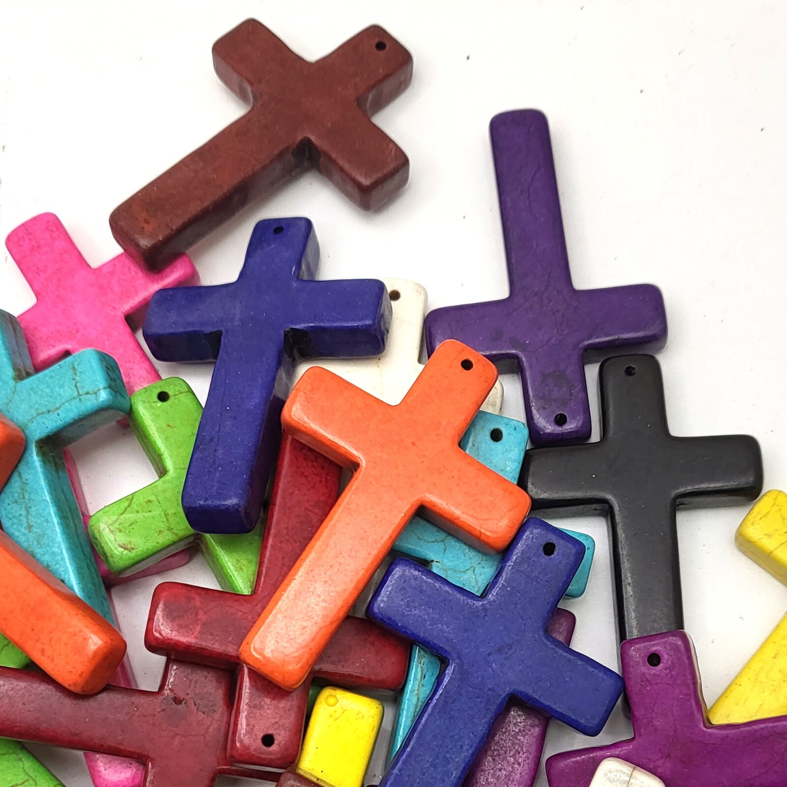 2.5″ Cross Pendant Howlite Turquoise Cross Decor Necklace Pink Blue White Orange