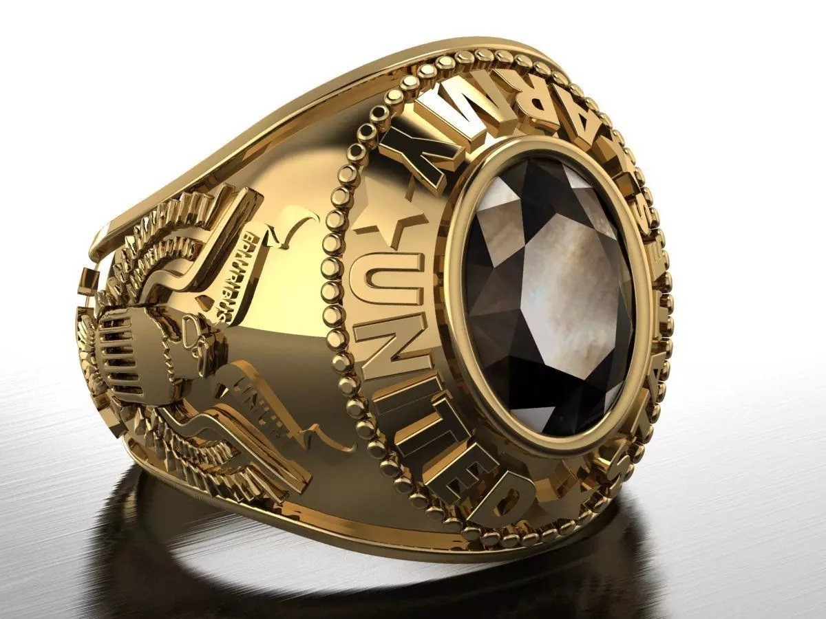 Men’s United States Army Eagle Gothic Punk 925 Sterling Silver Statement Rings