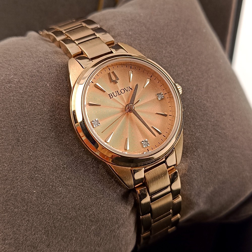 Women’s Bulova Sutton 97P151 Rose Gold Dial Bracelet Stainless Quartz Watch