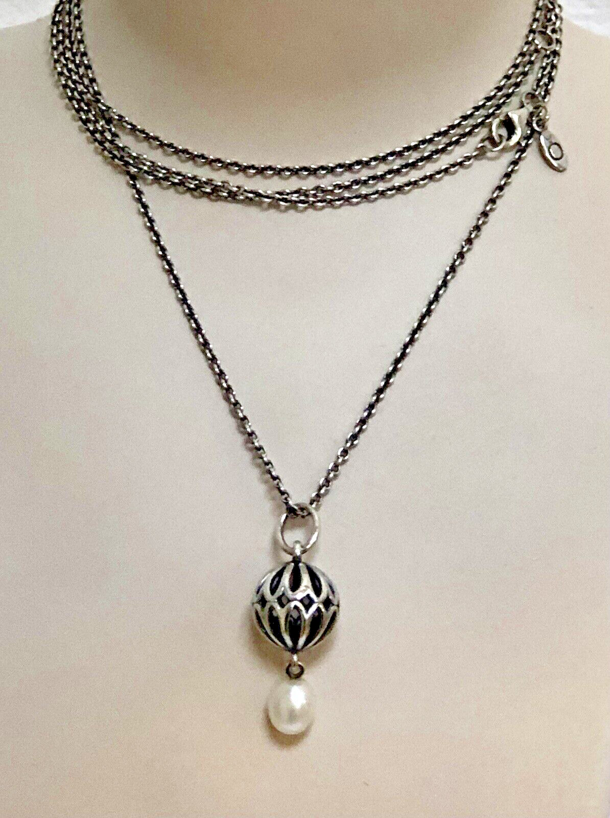 RARE & RETIRED Authentic PANDORA Cultured Elegance Pearl 35.4” Necklace w/Box!