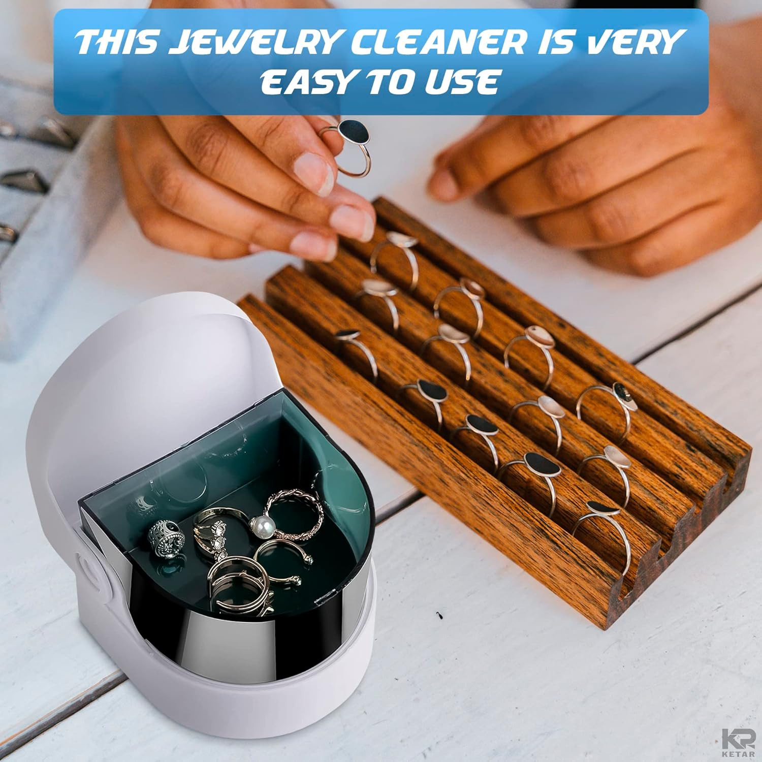 Sonic Cordless Denture Cleaner for Jewellery Ring, Necklace, Coins & Dentures…