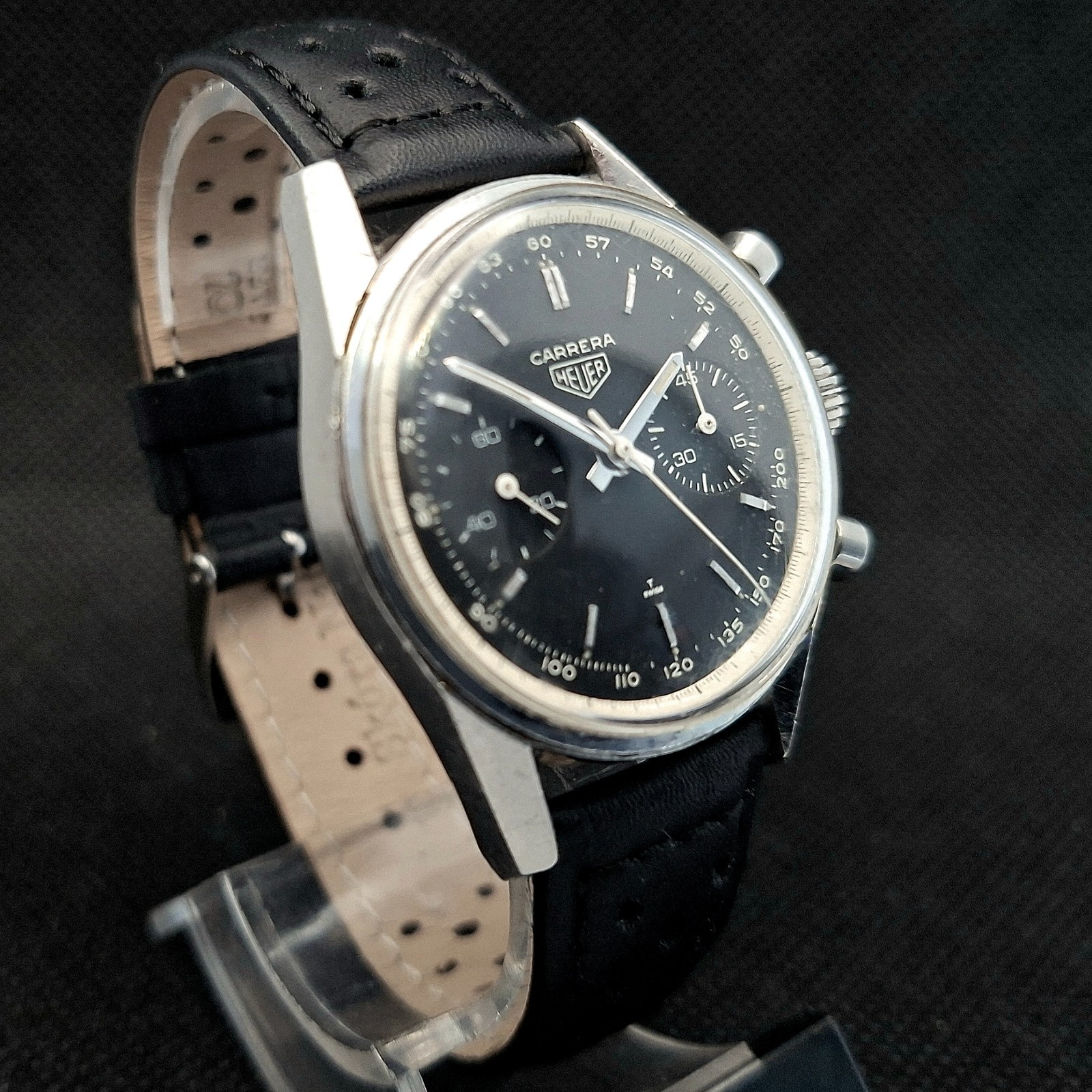 HEUER Carrera 45 Tachy ref.3647N 1st exec vintage 1965 Chronograph Valjoux 92