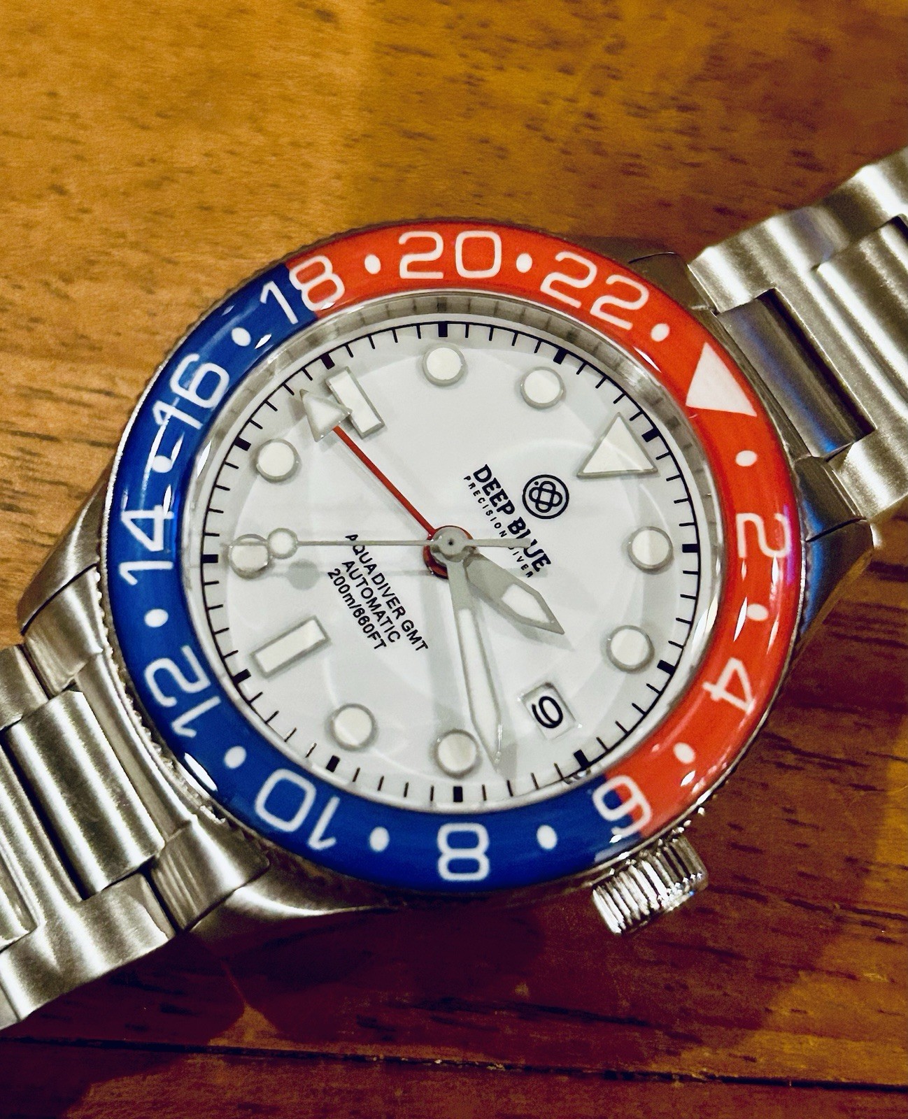 Deep Blue AQUA DIVER GMT AUTOMATIC 40mm RED/BLUE (FULL KIT!) 200m Dive Watch