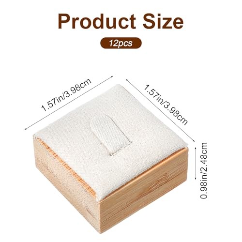 Bamboo Pcs Rings Display Stand for Selling Velvet Jewelry Ring Holder 12
