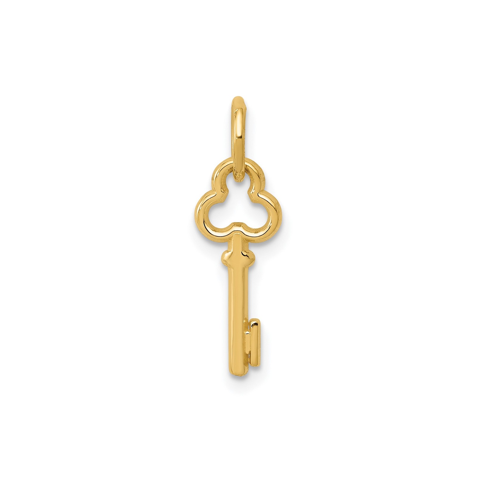 14k Yellow Gold Solid Skeleton Key Pendant Charm Letter I 15.53mm