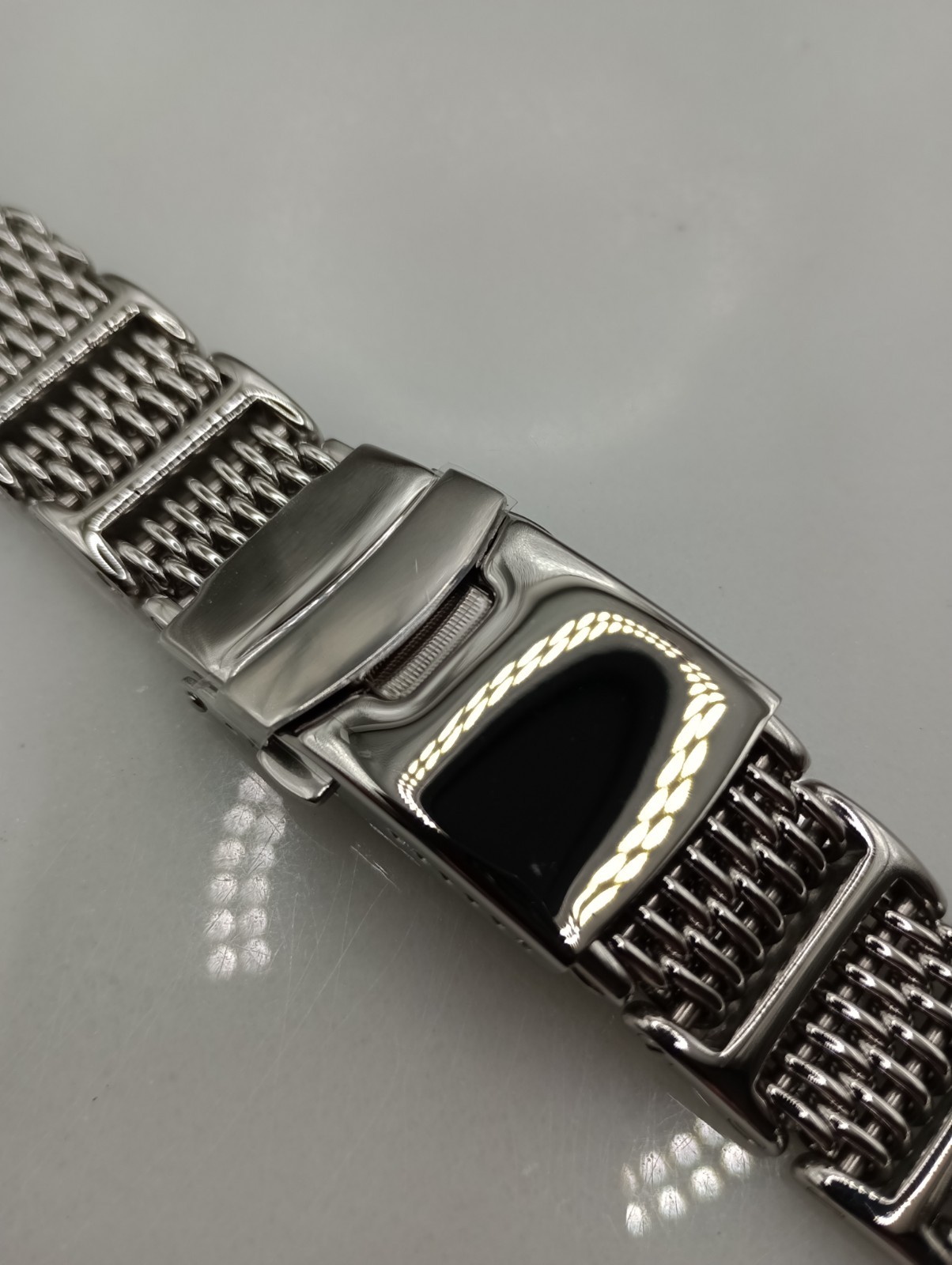 New Geckota 20mm Polished H Link Stainless Steel Watch Strap Bracelet 6B62