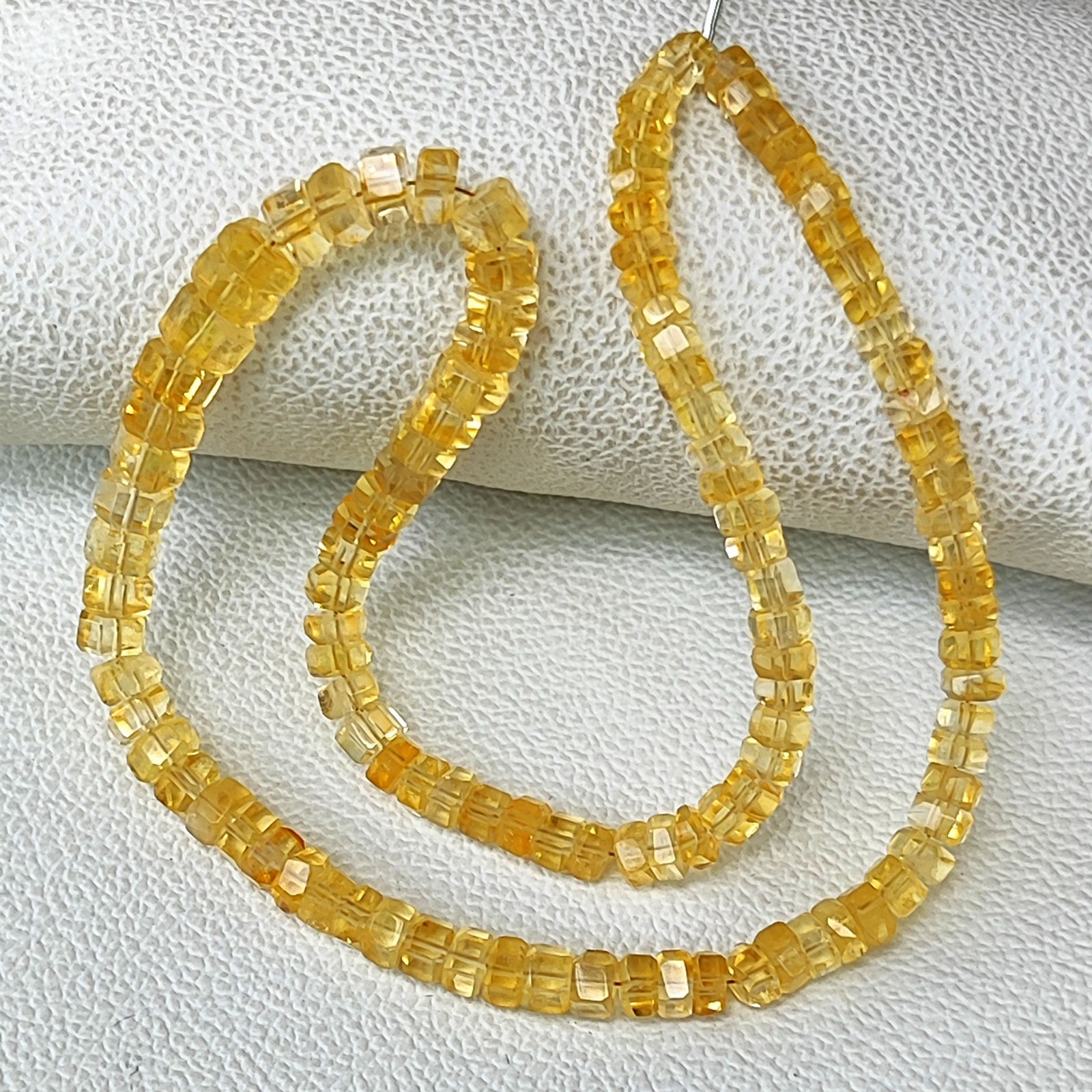 Real Golden Citrine Brazil Faceted Bolt Shape Beads 5mm-7mm 16″ Gem Strand