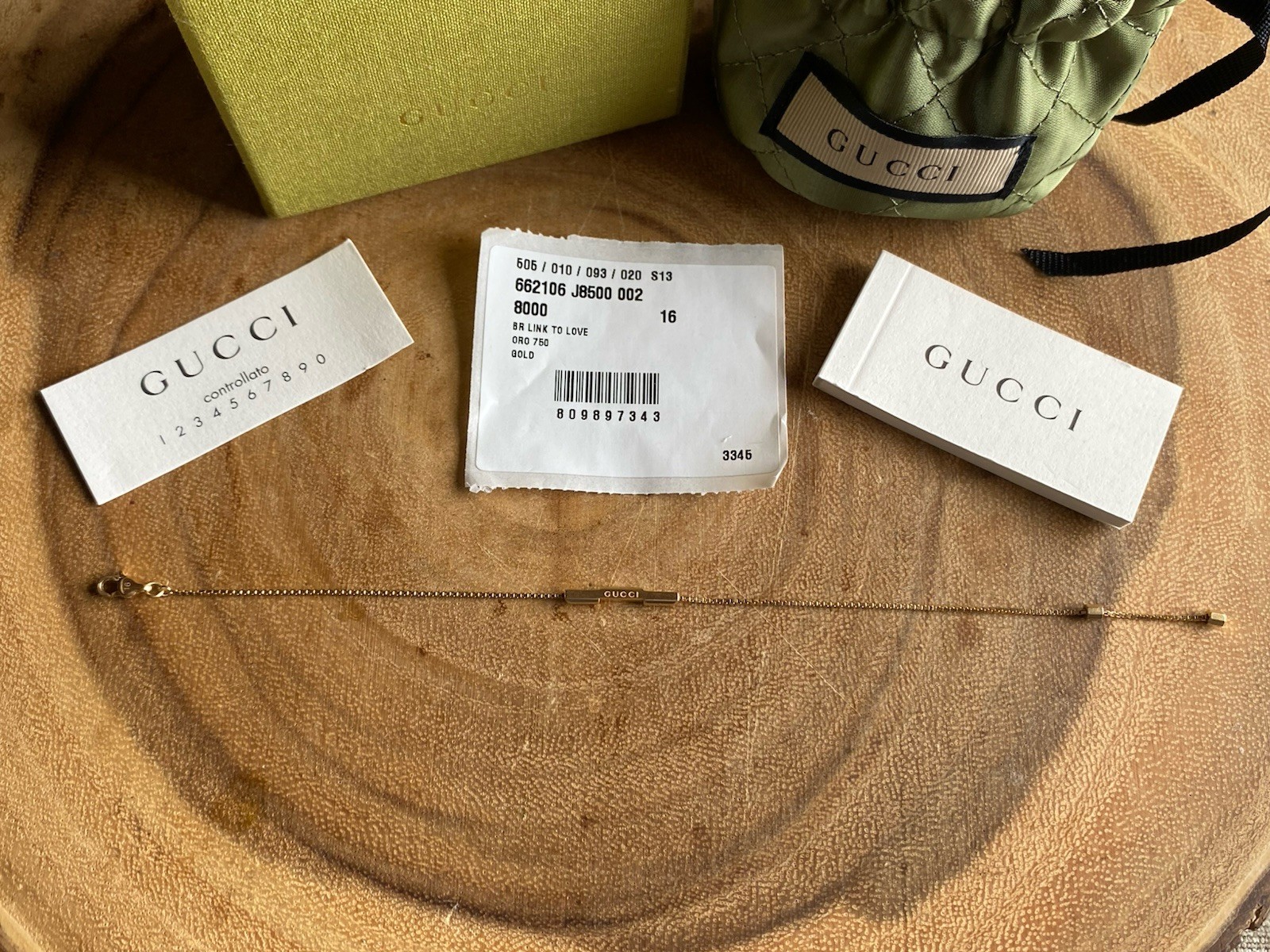 * GUCCI LINK TO LOVE 18K YELLOW GOLD BRACELET * SZ 16 * NICE! SALE !